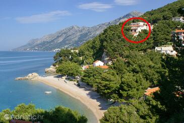 Brela, Makarska, Szálláshely 6688 - Apartmanok a tenger közelében kavicsos stranddal.