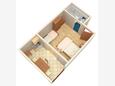 Tučepi, Plan in the studio-apartment, (pet friendly) and WiFi.