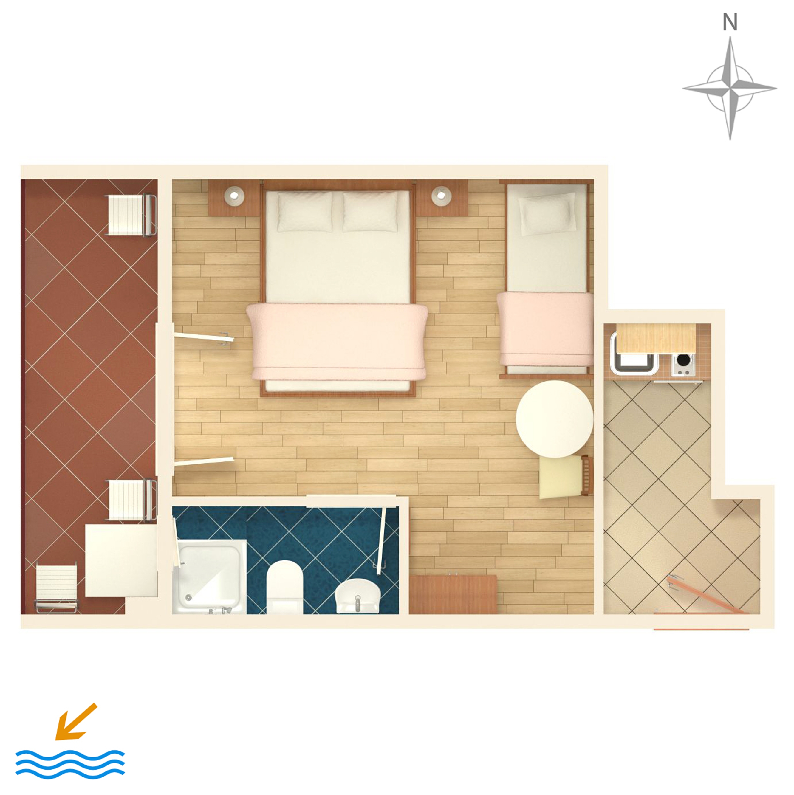Studio flat with balcony and sea view Tučepi, Makarska  AS-e