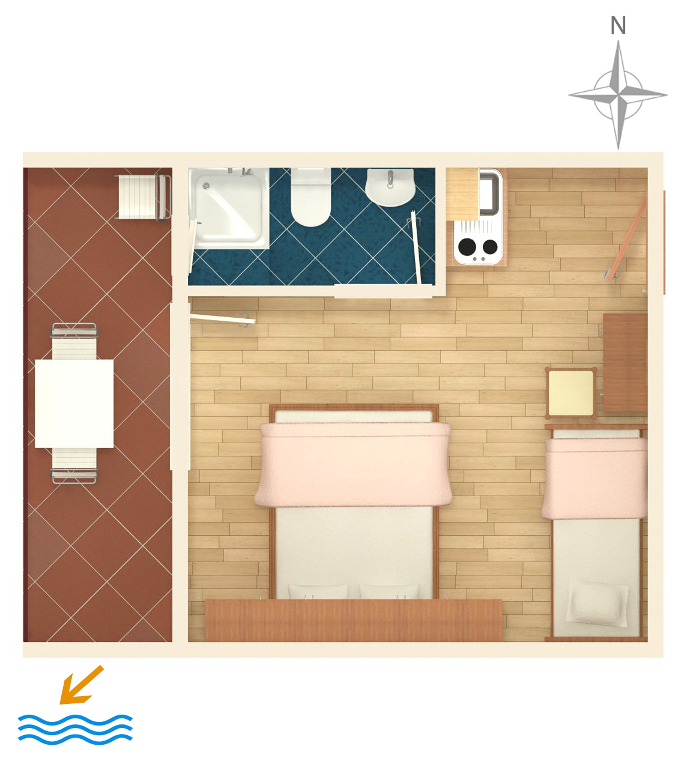 Studio flat with balcony and sea view Tučepi, Makarska  AS-f