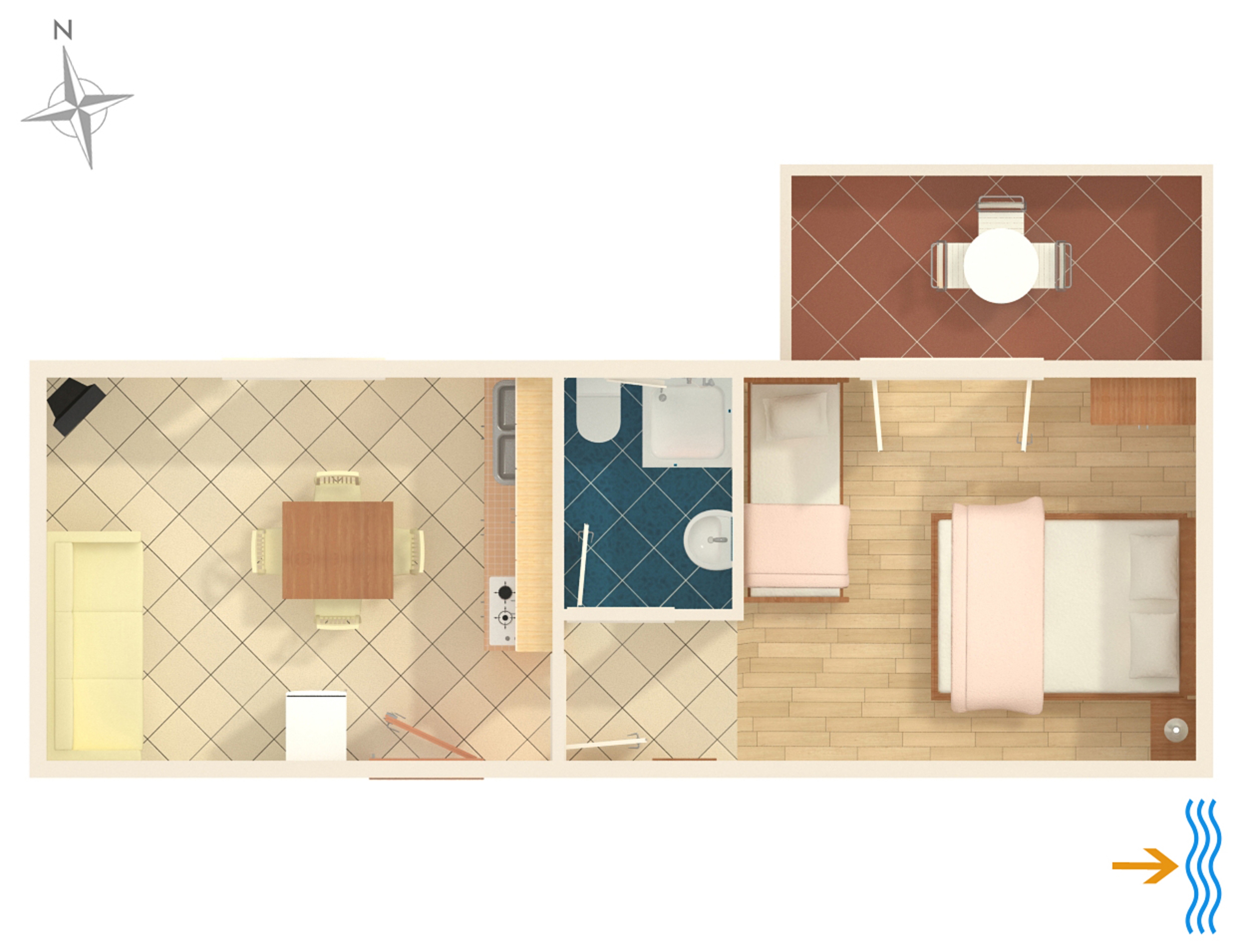One bedroom apartment with terrace and sea view Podaca, Makarska  A-b