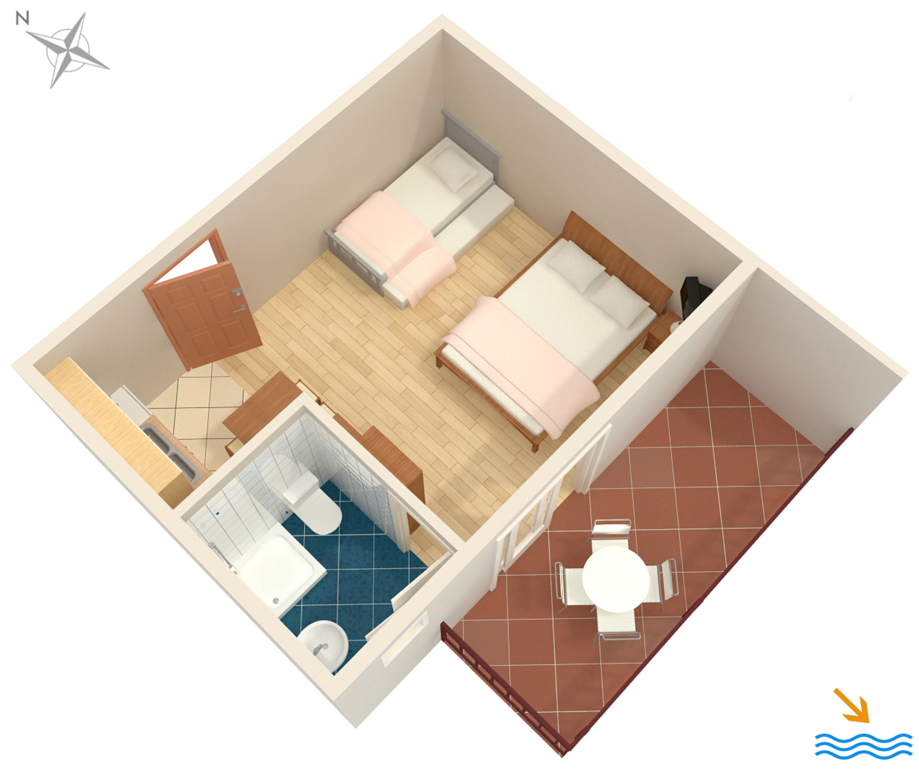 Studio flat with terrace and sea view Podaca, Makarska  AS-b