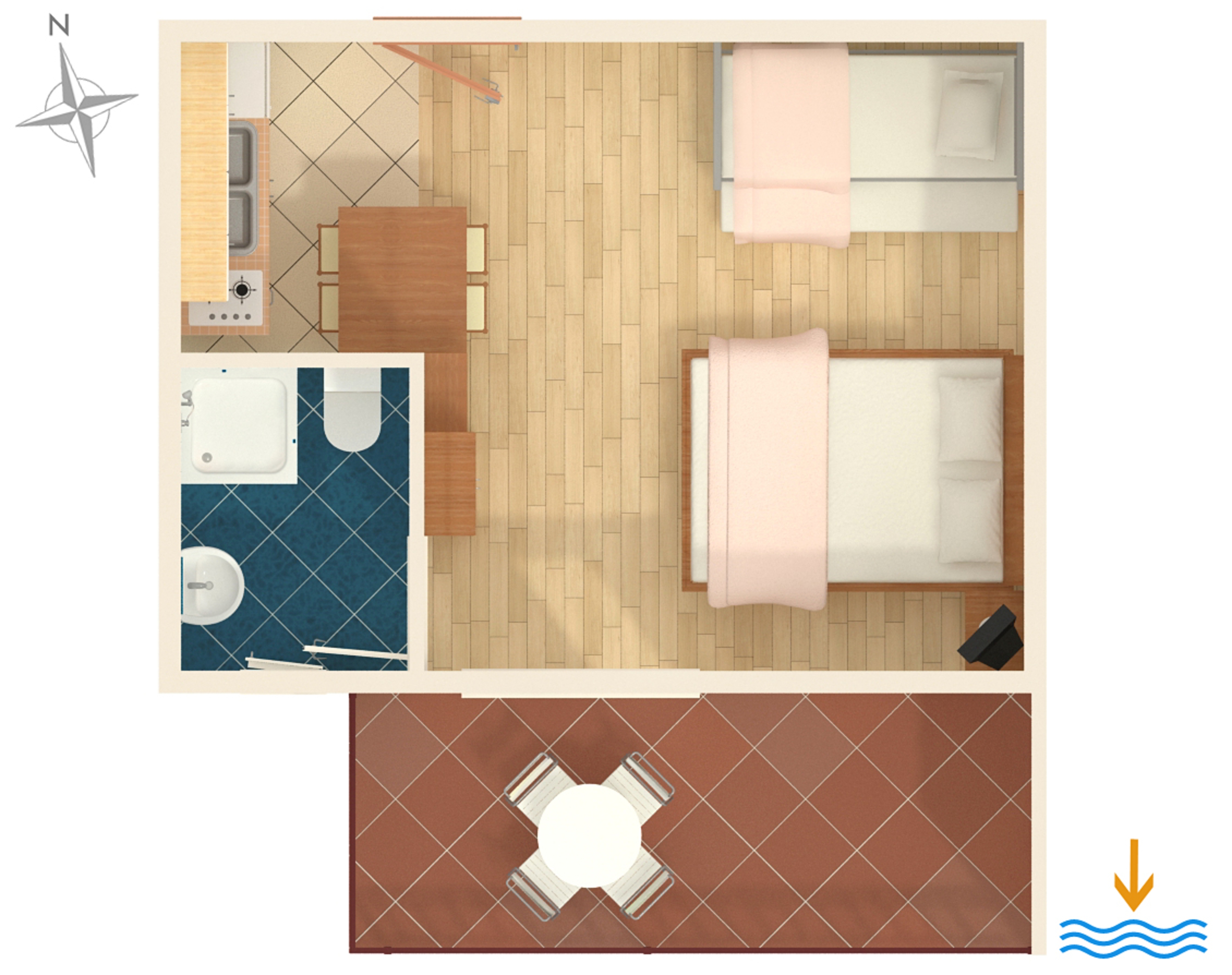 Studio flat with terrace and sea view Podaca, Makarska  AS-b