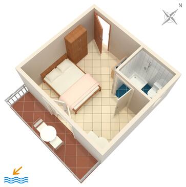 Podaca, План в размещении типа studio-apartment, WiFi.