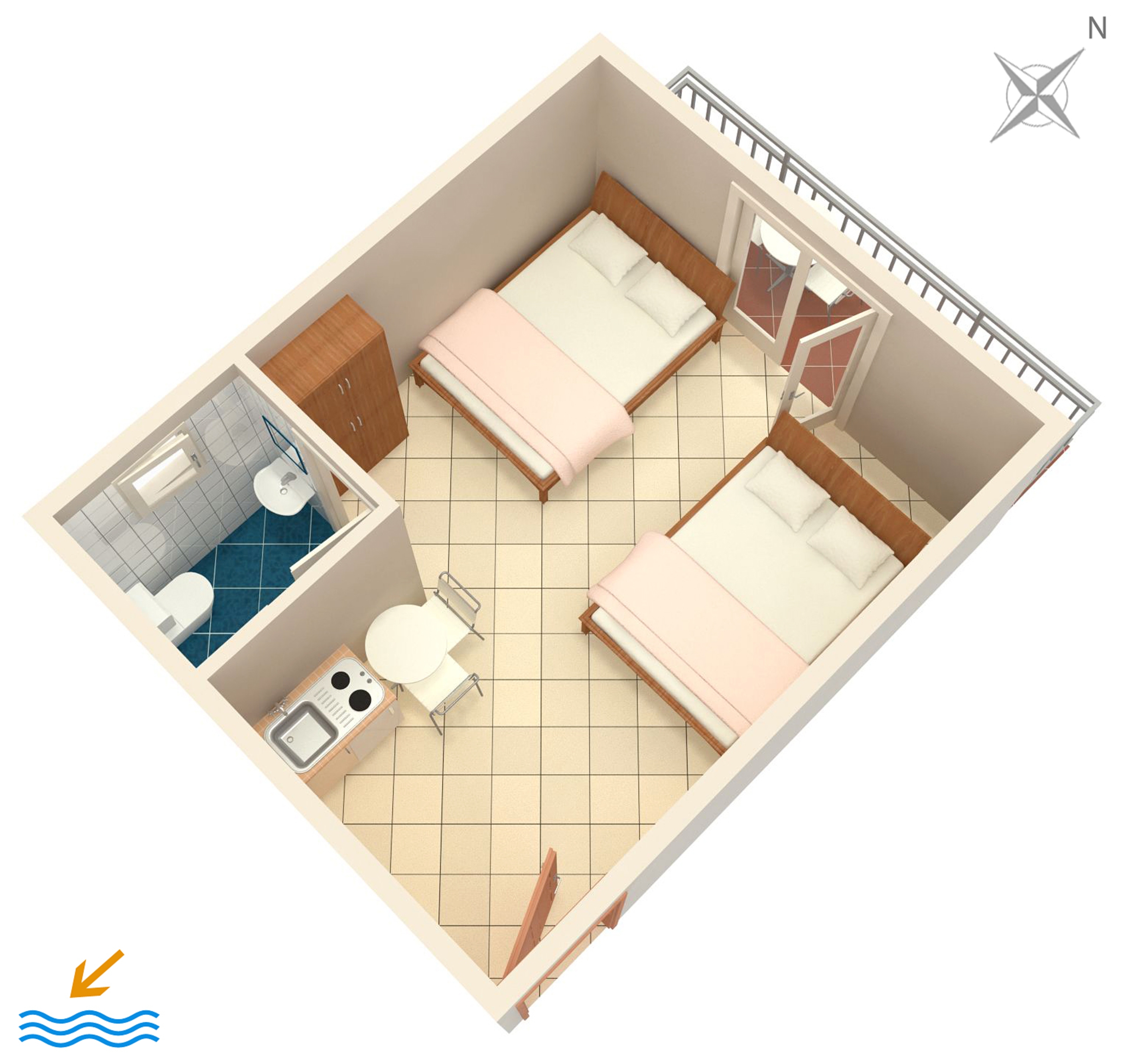 Studio flat with balcony Podaca, Makarska  AS-c