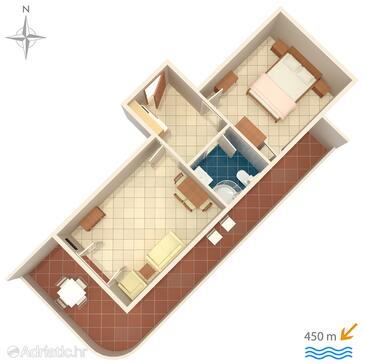 Plan Baška Voda, Plan in the apartment, WIFI.