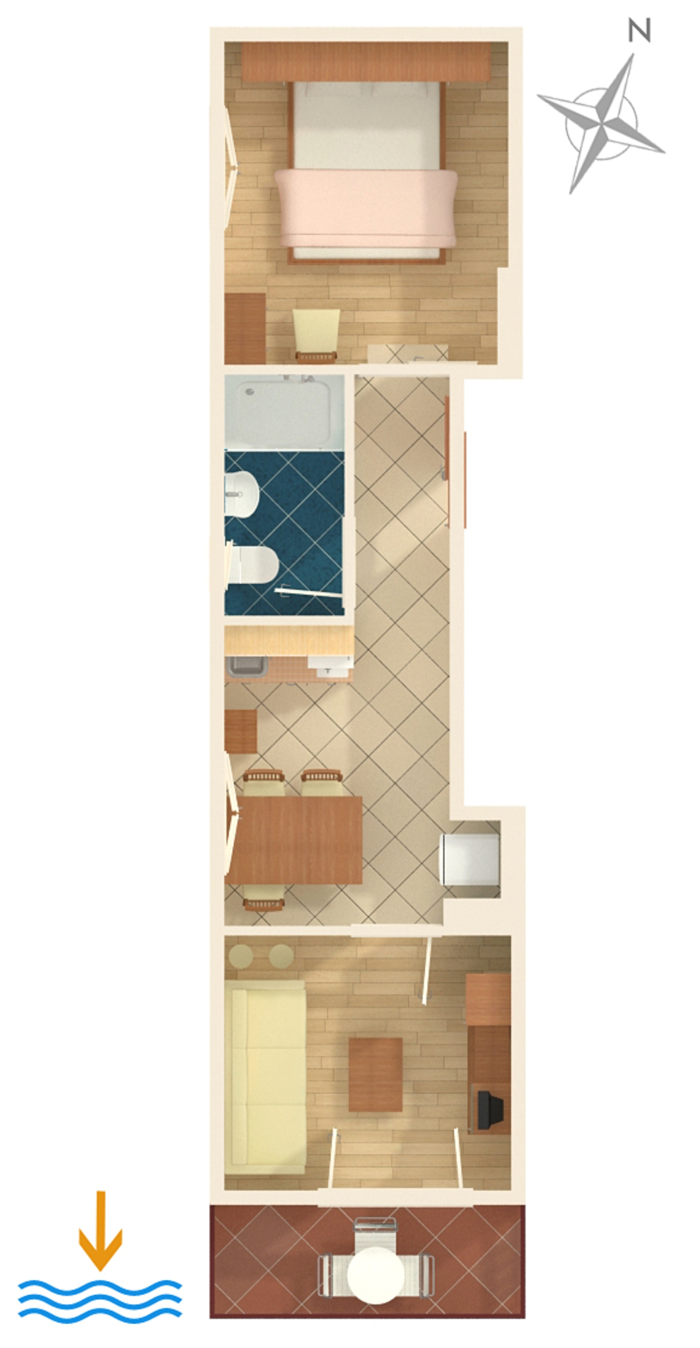 One bedroom apartment near beach Podgora, Makarska  A-b