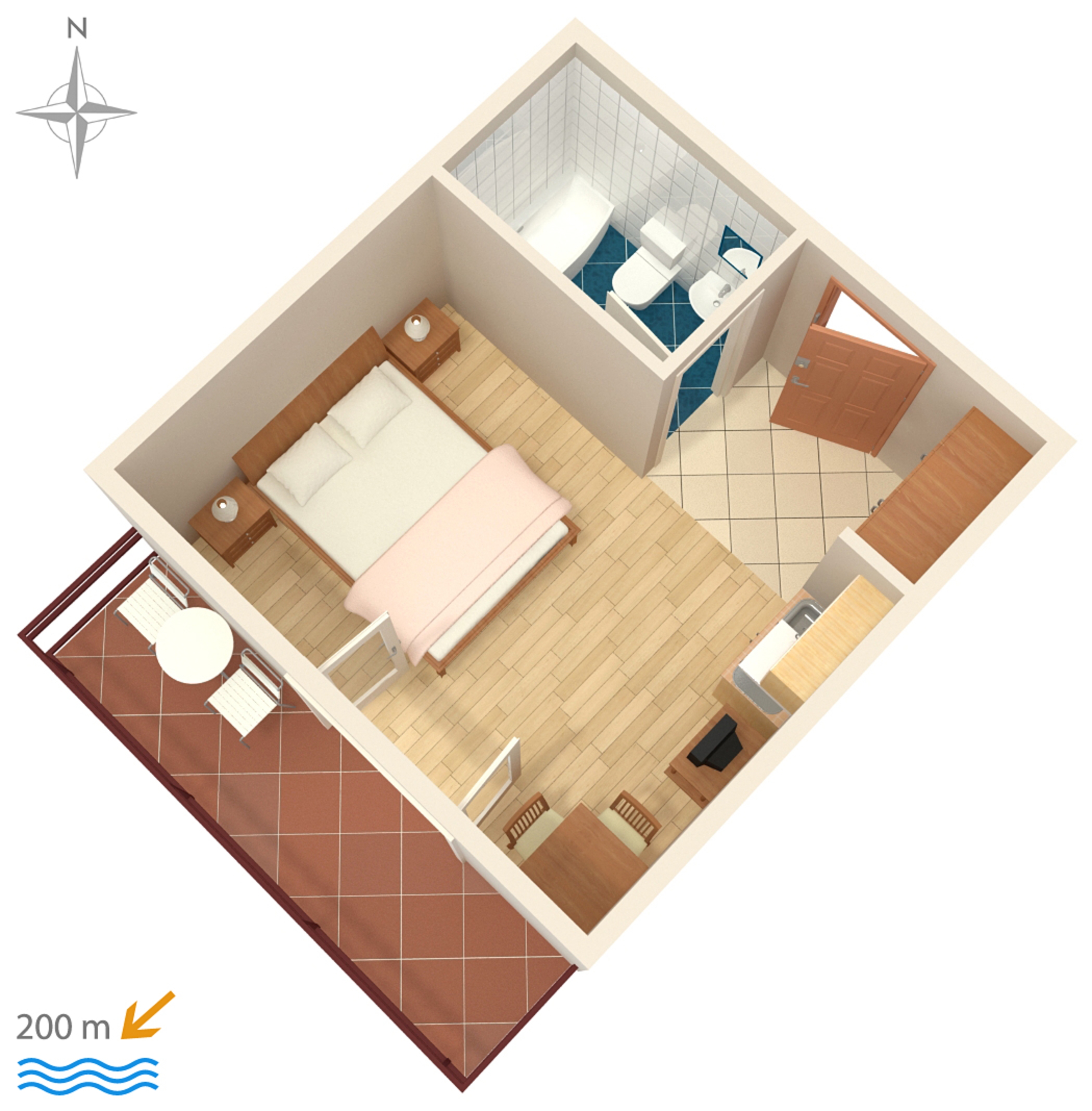 Studio flat with terrace Baška Voda, Makarska  AS-a