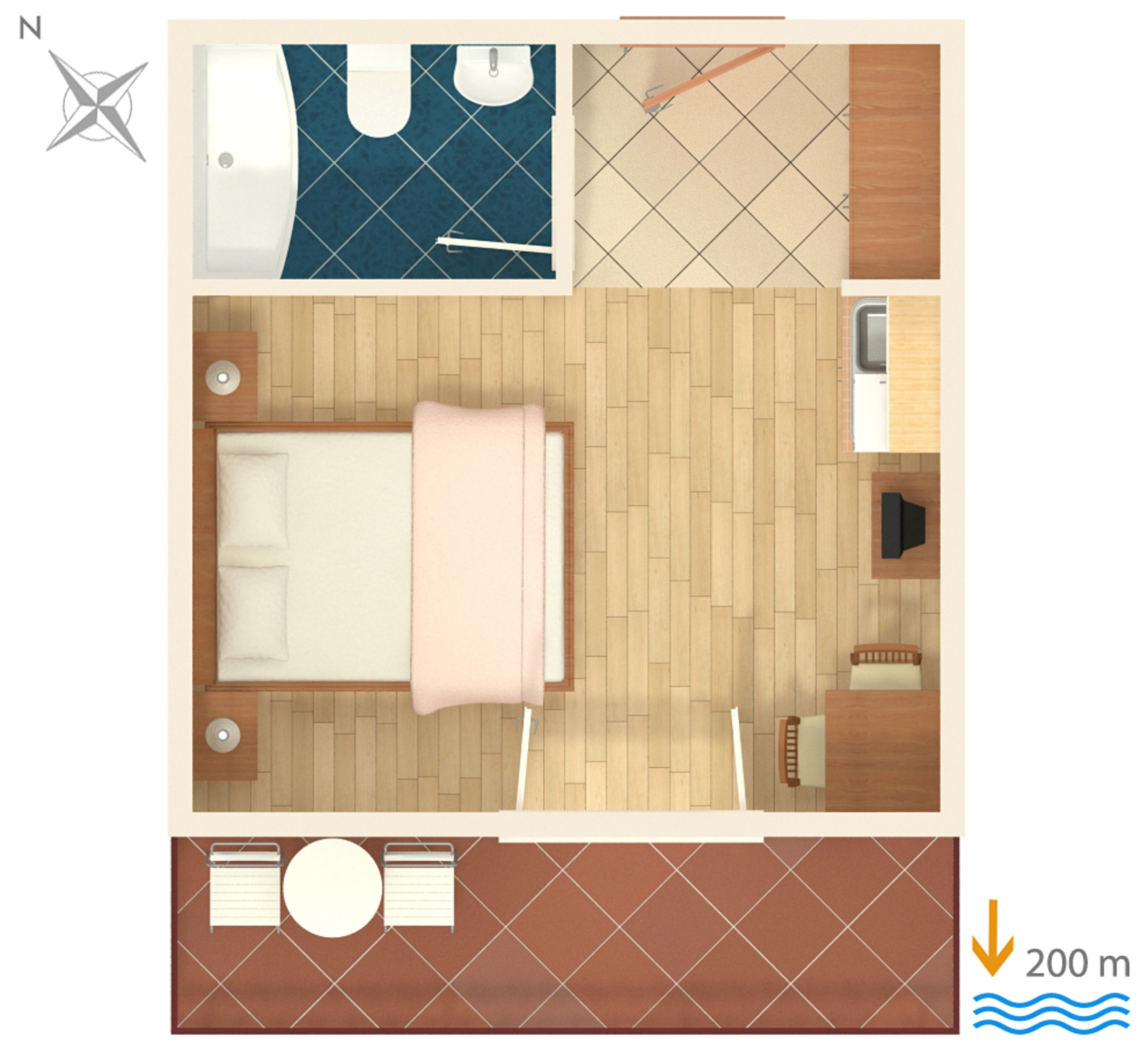 Studio flat with terrace Baška Voda, Makarska  AS-a