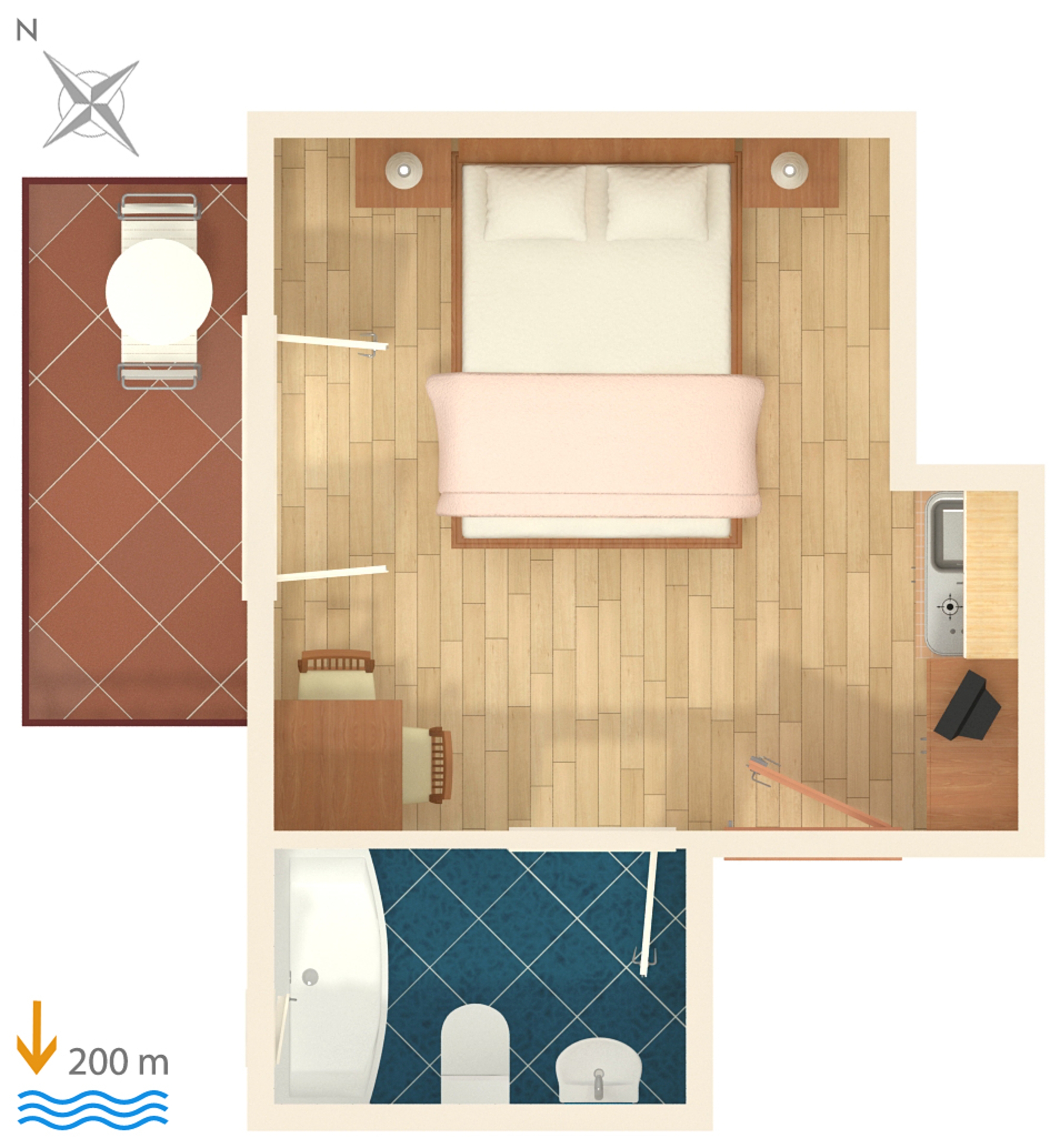 Studio flat with balcony Baška Voda, Makarska  AS-b