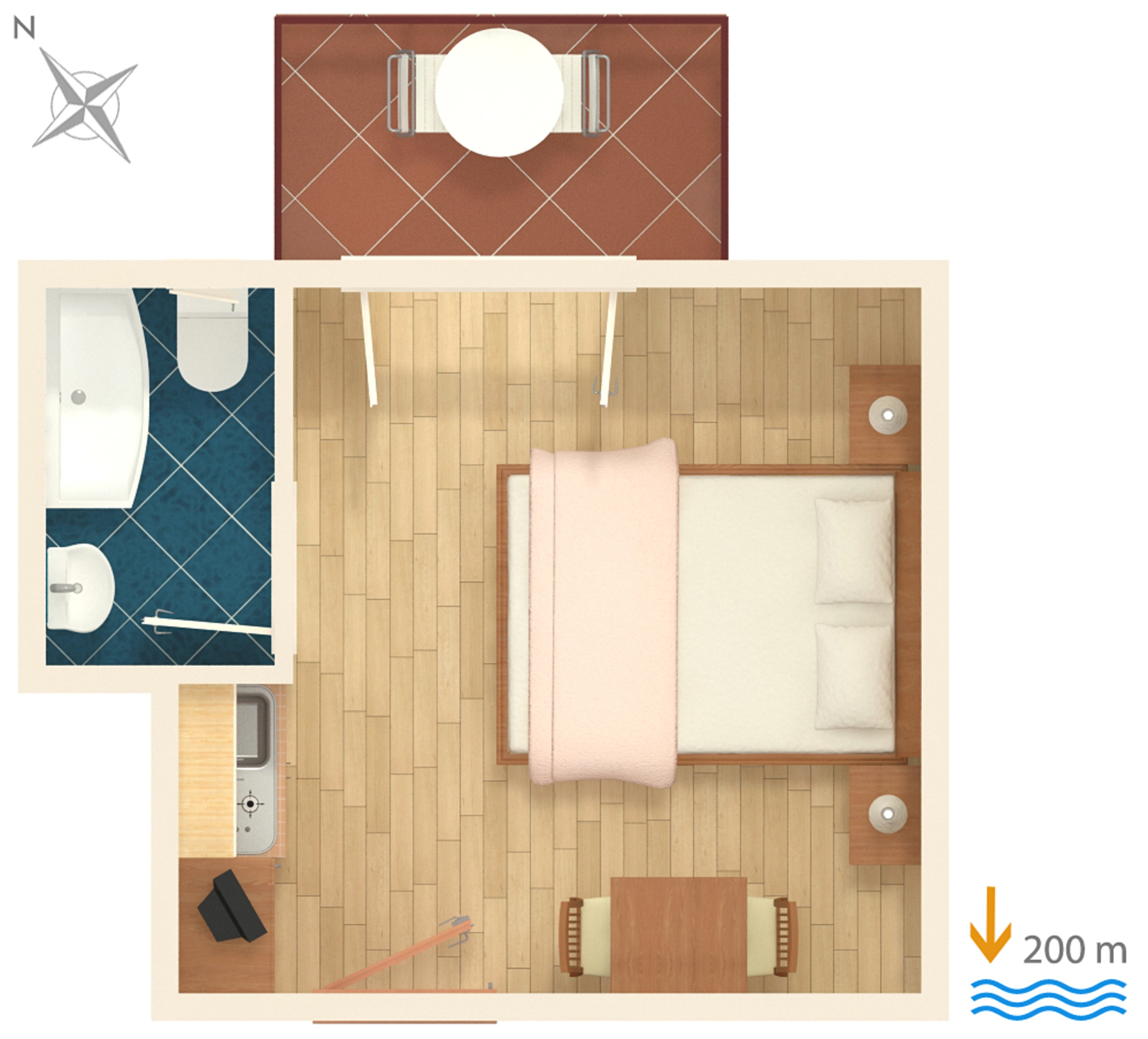 Studio flat with balcony Baška Voda, Makarska  AS-c