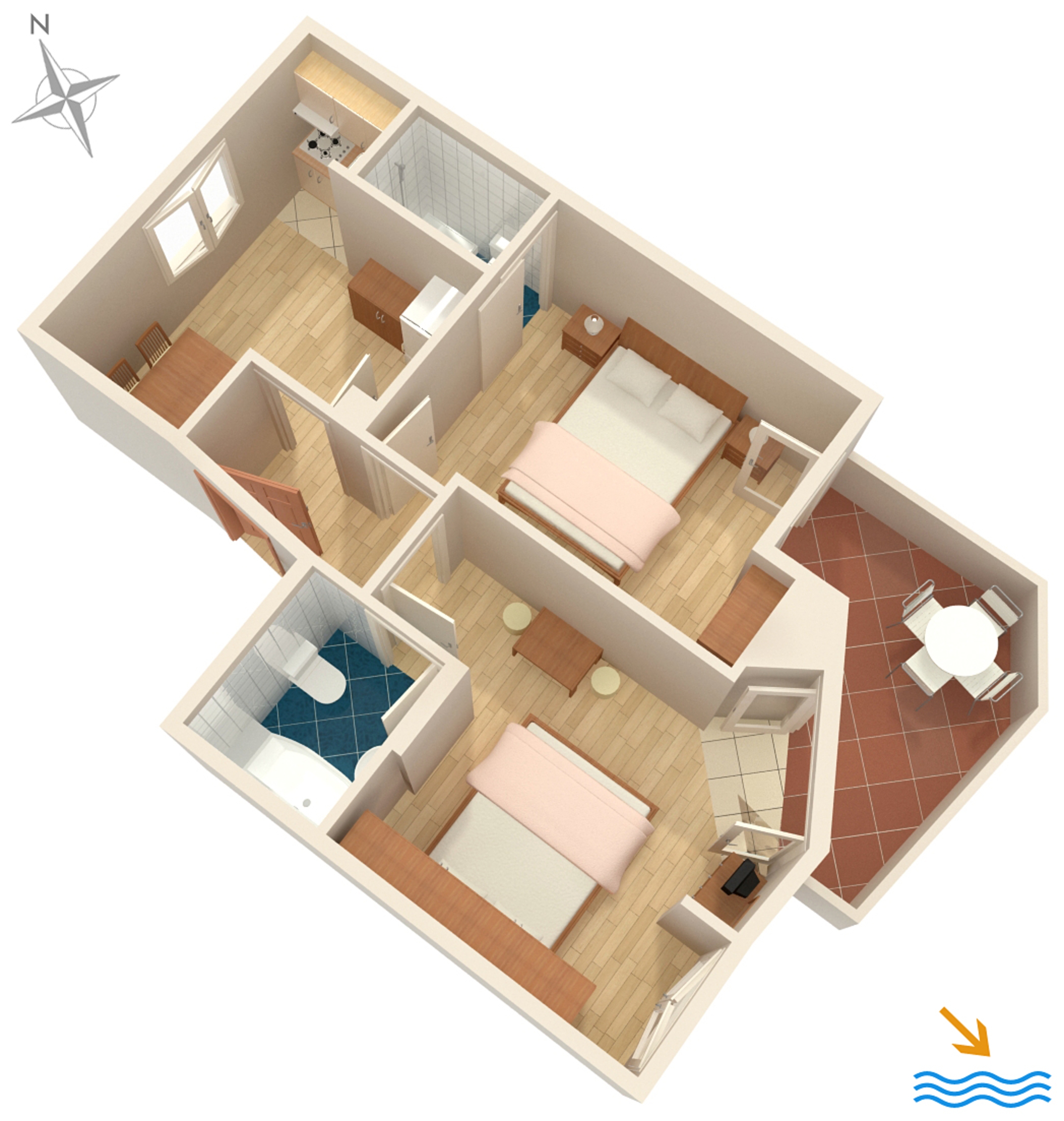 Two bedroom apartment near beach Podgora, Makarska  A-a