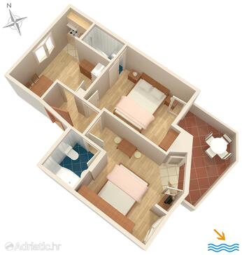 Podgora, plattegrond in the apartment, WiFi.