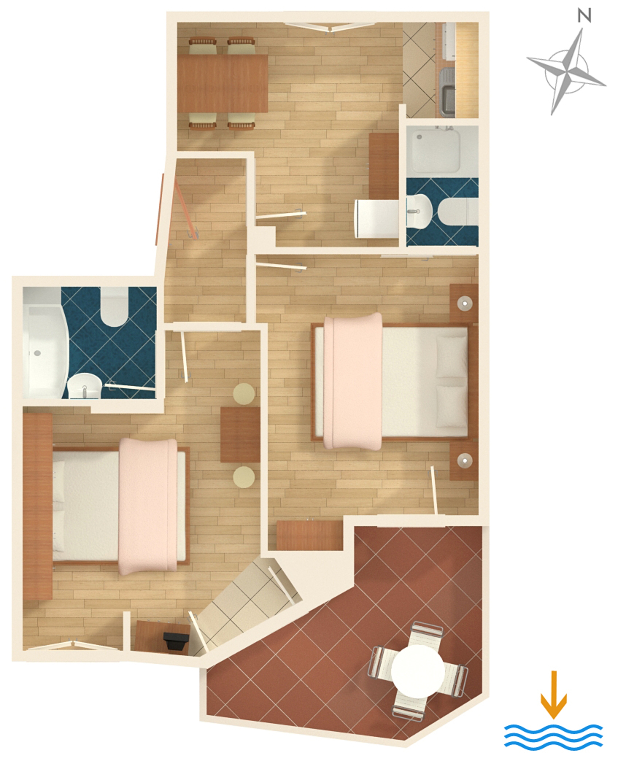 Two bedroom apartment near beach Podgora, Makarska  A-a