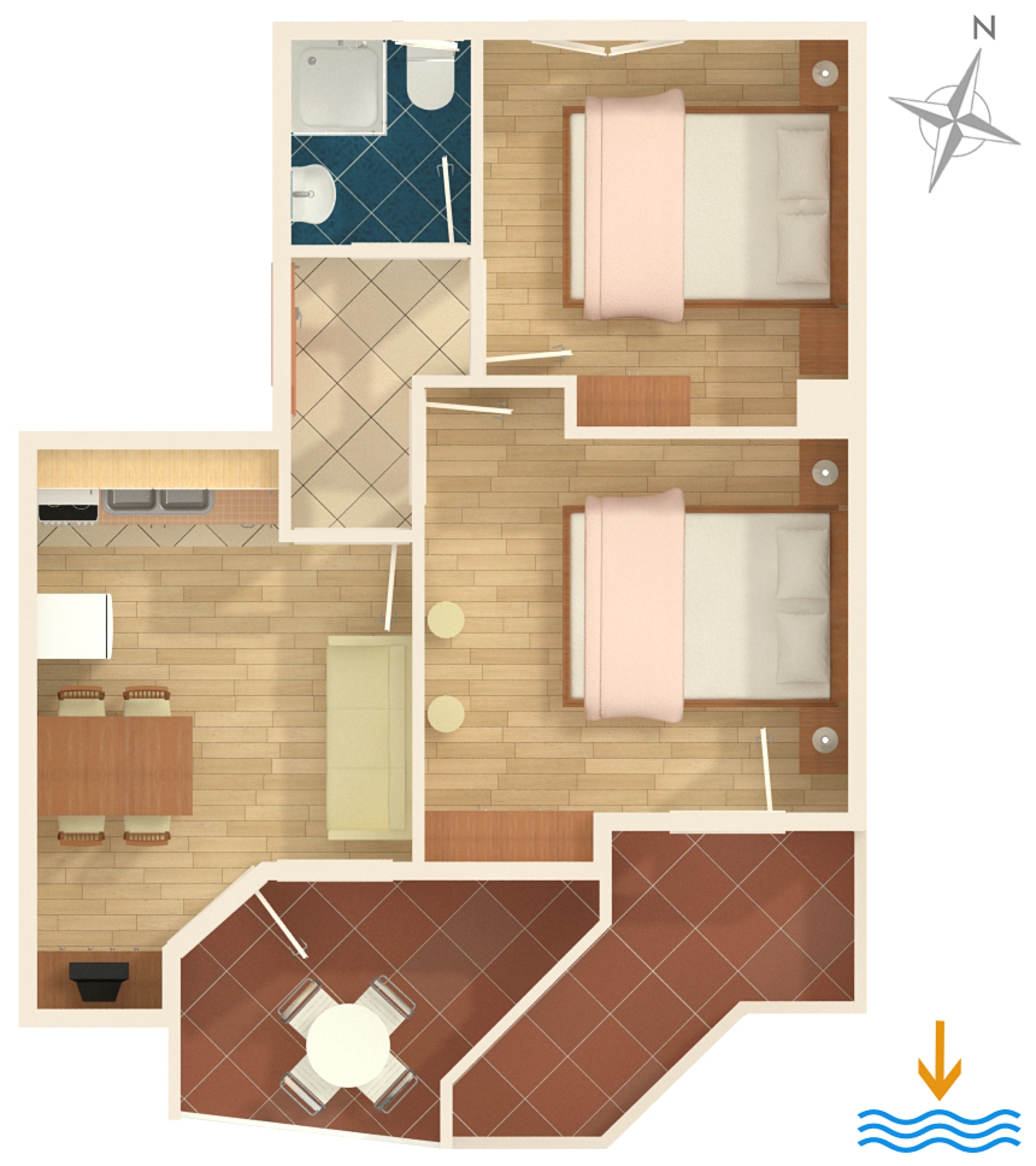 Two bedroom apartment near beach Podgora, Makarska  A-b