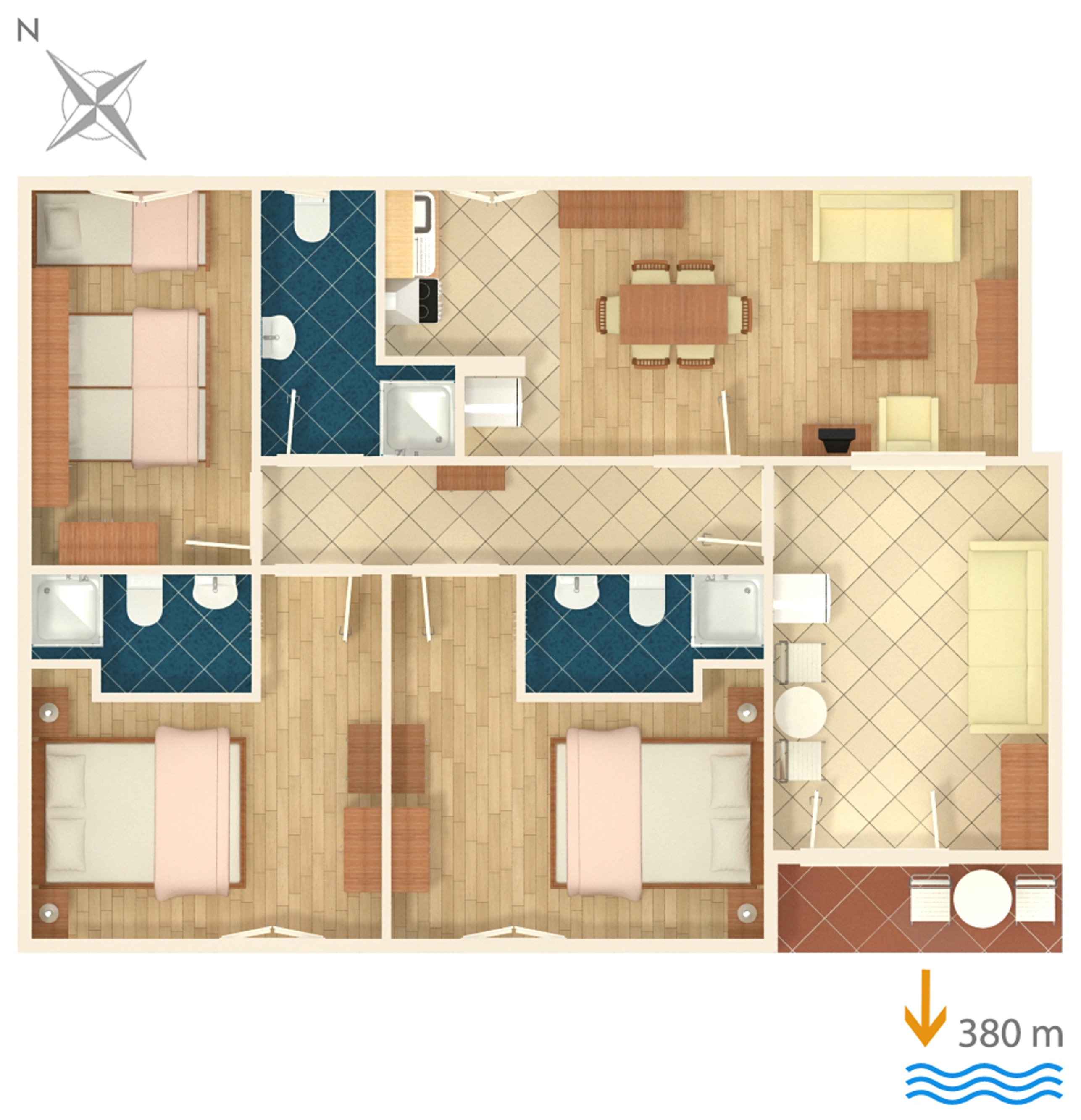 Three bedroom apartment with air-conditioning Makarska  A-b