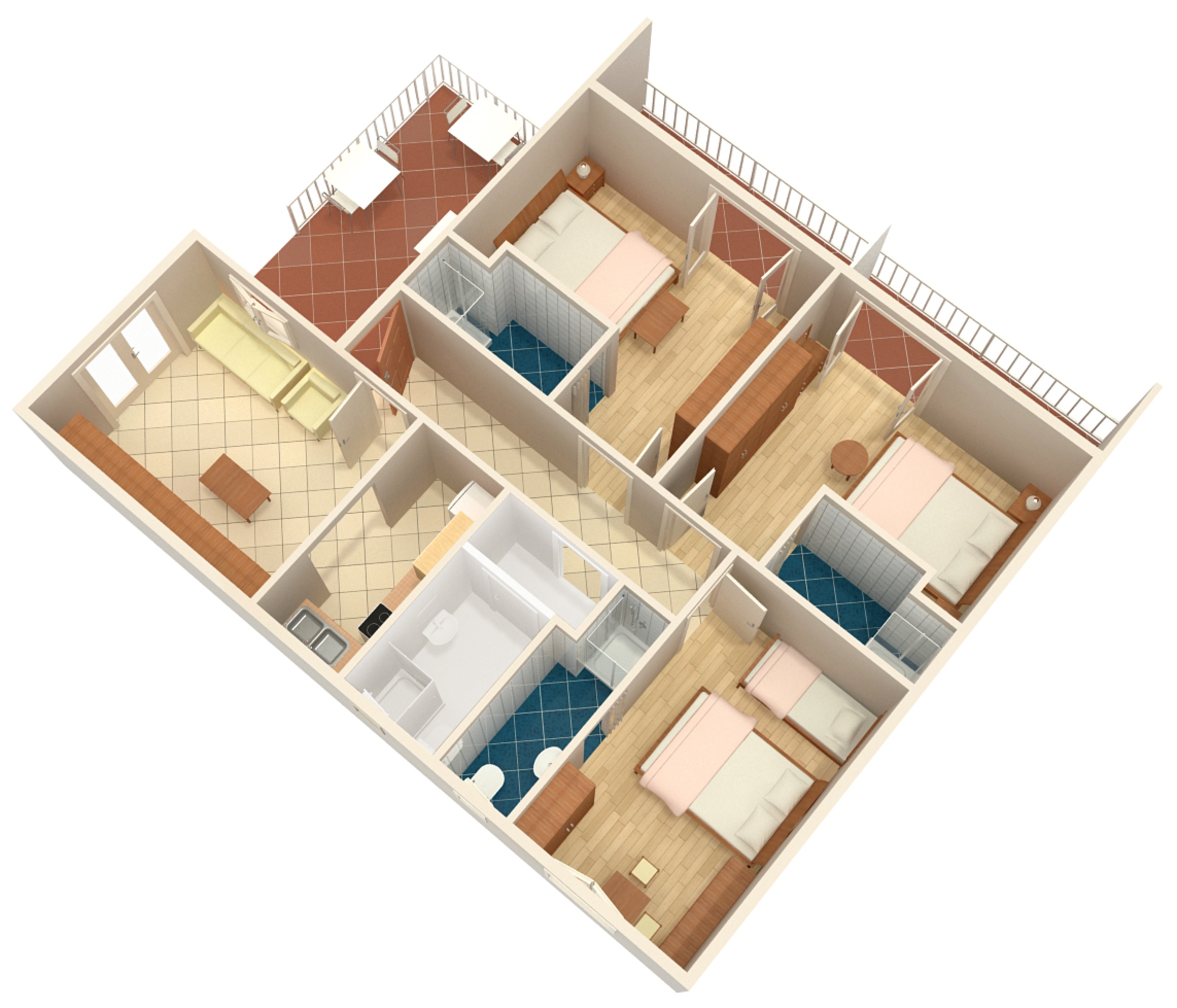 Three bedroom apartment with terrace Makarska  A-c