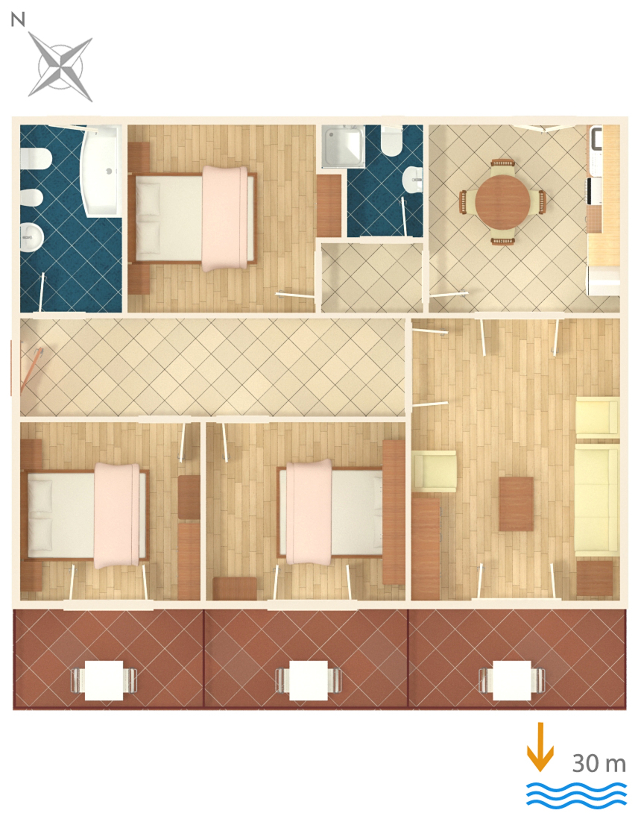 Three bedroom apartment near beach Podgora, Makarska  A-a