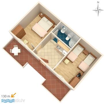 Plan Tučepi, Plan in the apartment, dopusteni kucni ljubimci i WIFI.