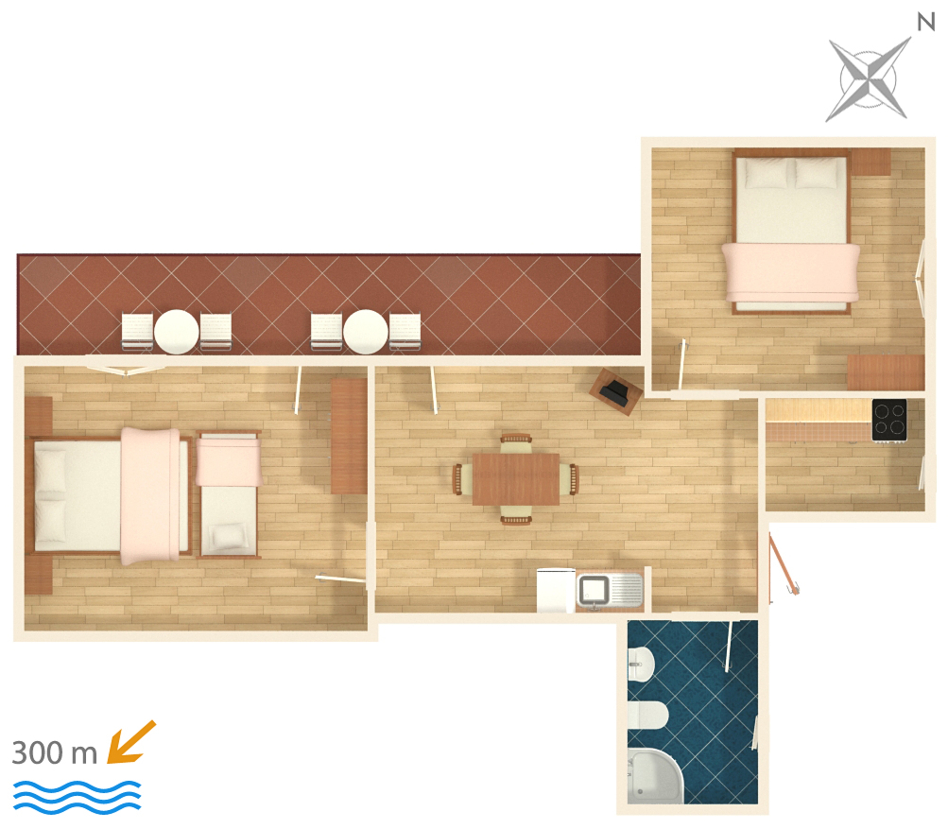 Two bedroom apartment with balcony and sea view Gradac, Makarska  A-b