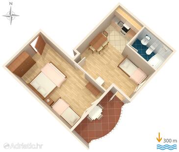 Gradac, Plan in the apartment, (pet friendly) and WiFi.