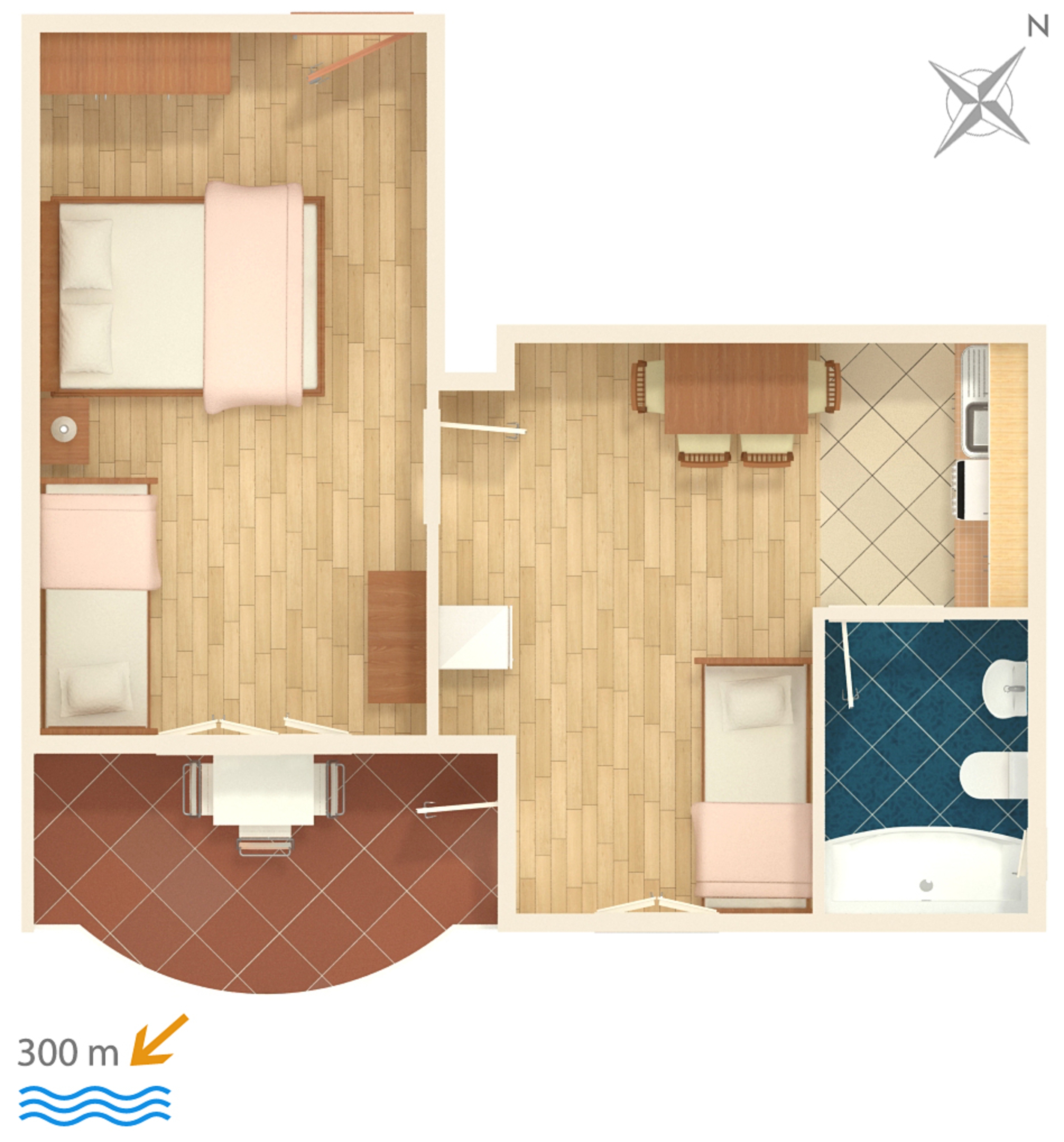 One bedroom apartment with terrace and sea view Gradac, Makarska  A-d