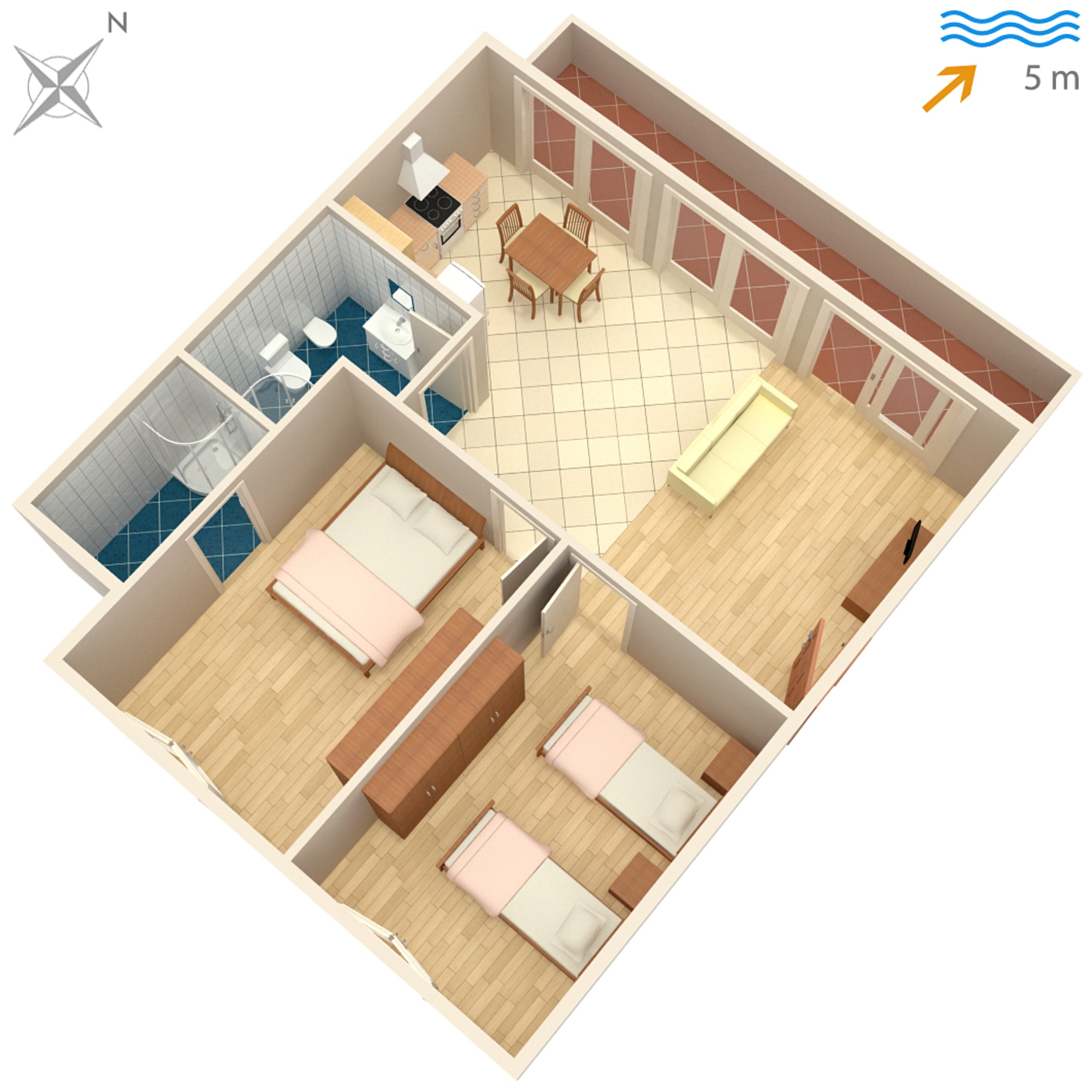 Two bedroom apartment near beach Tkon, Pašman  A-b