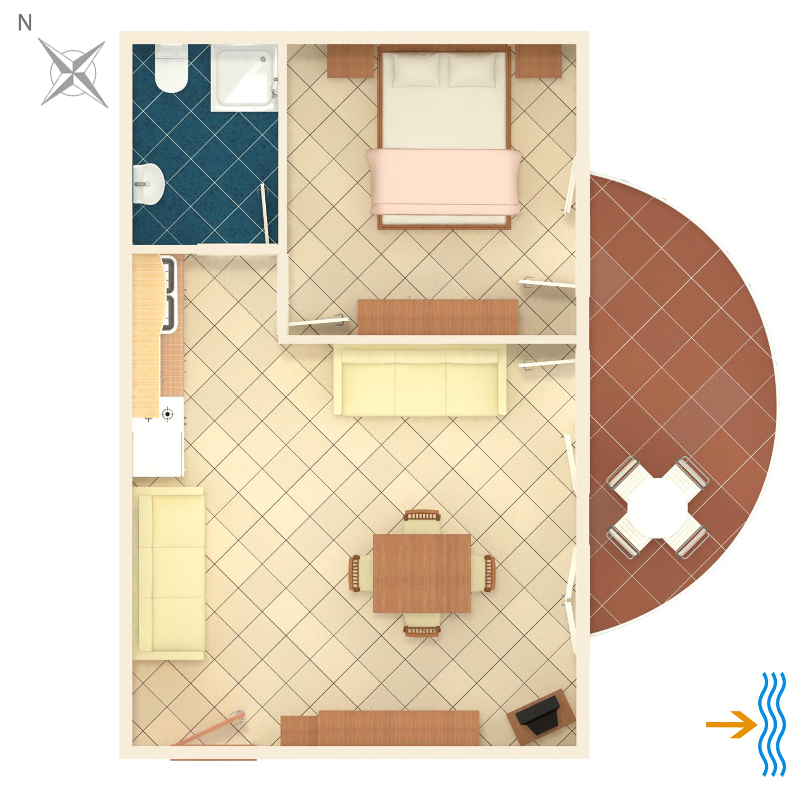 One bedroom apartment with balcony and sea view Rastići, Čiovo  A-c