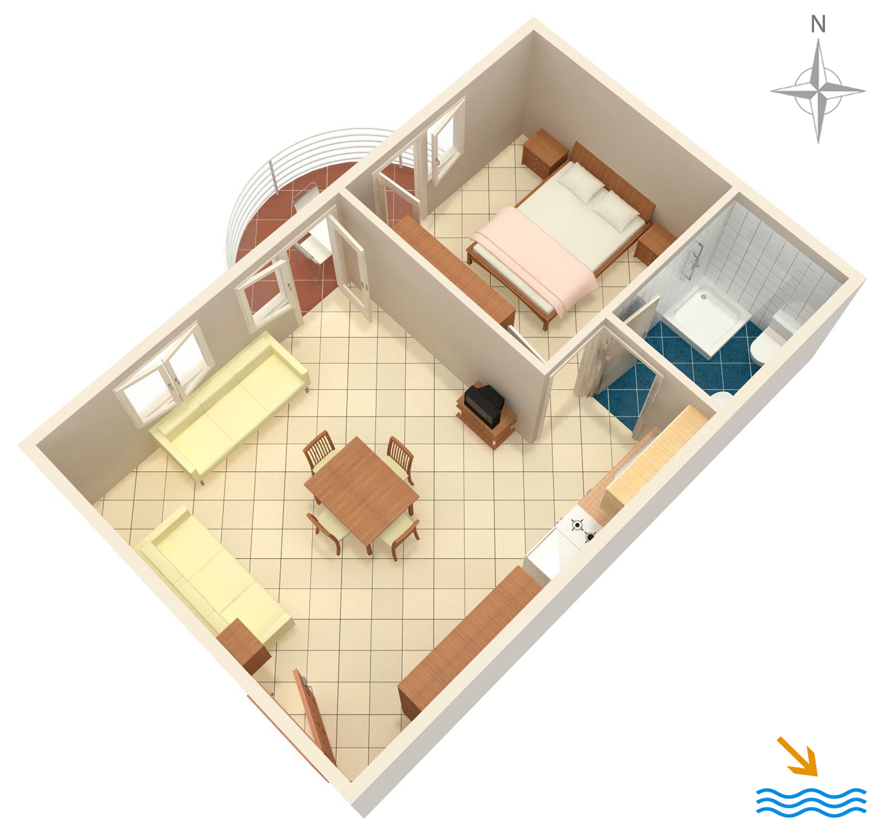 One bedroom apartment with balcony Rastići, Čiovo  A-d