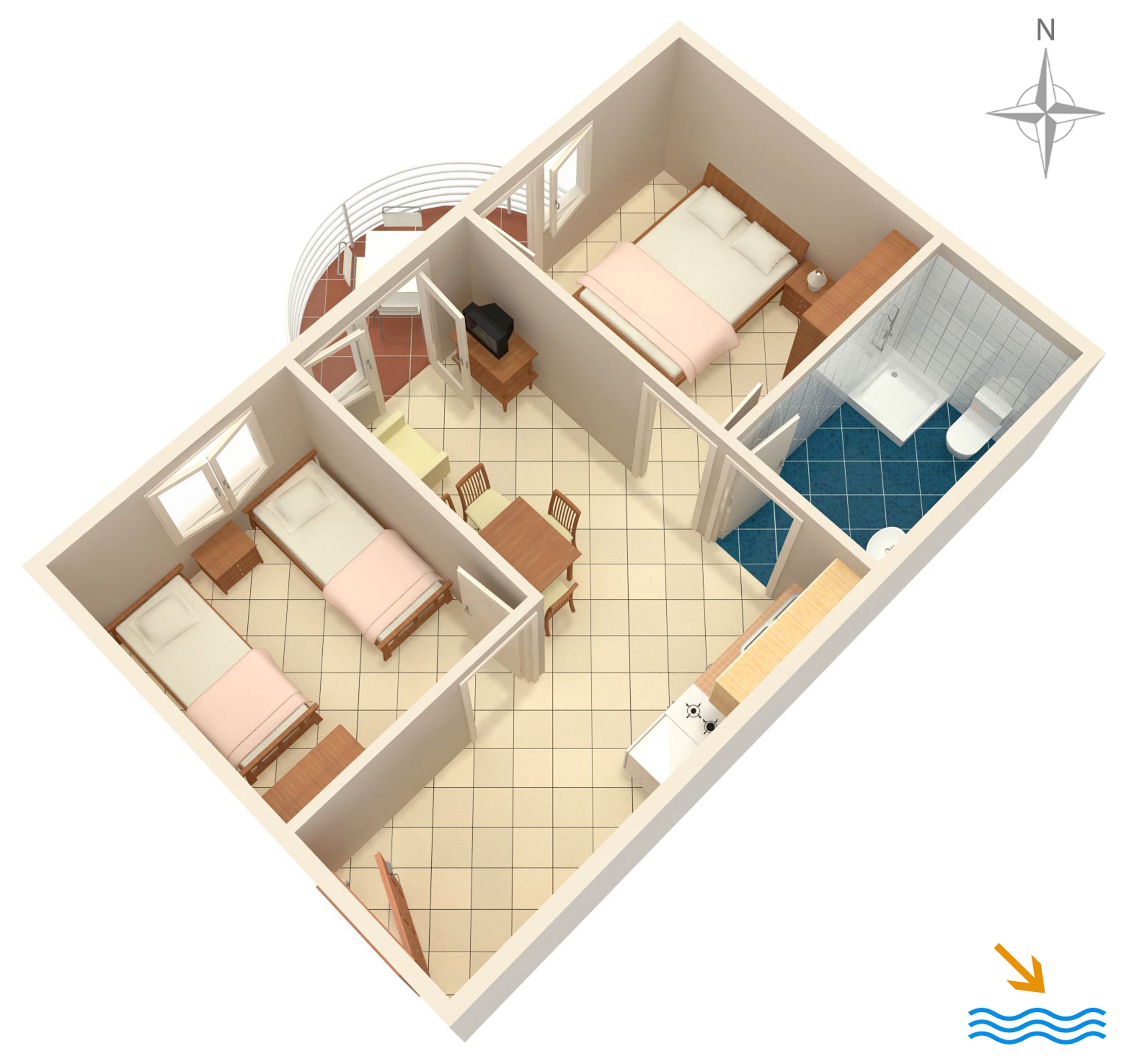 Two bedroom apartment with balcony Rastići, Čiovo  A-e