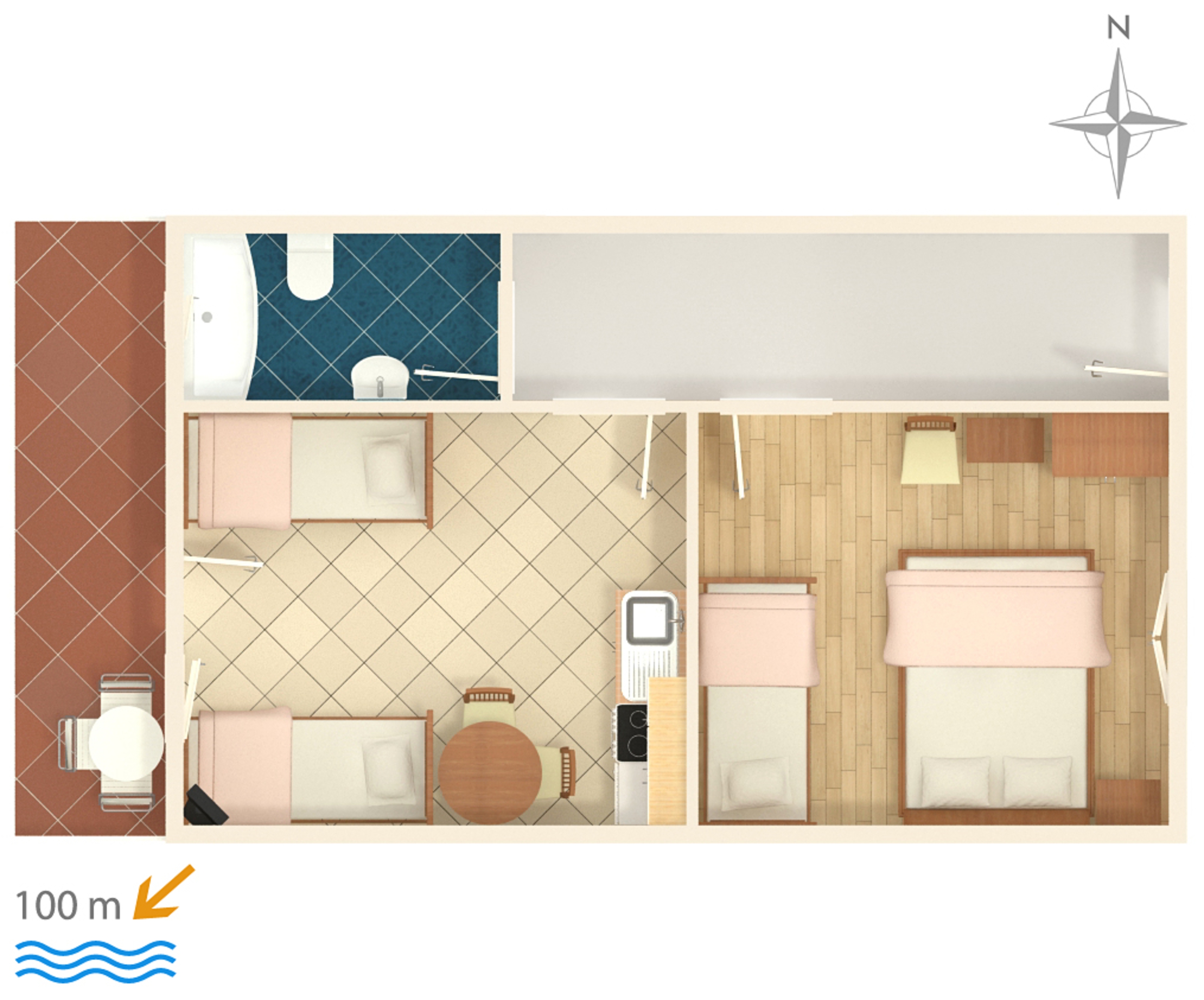 One bedroom apartment with balcony and sea view Podaca, Makarska  A-a