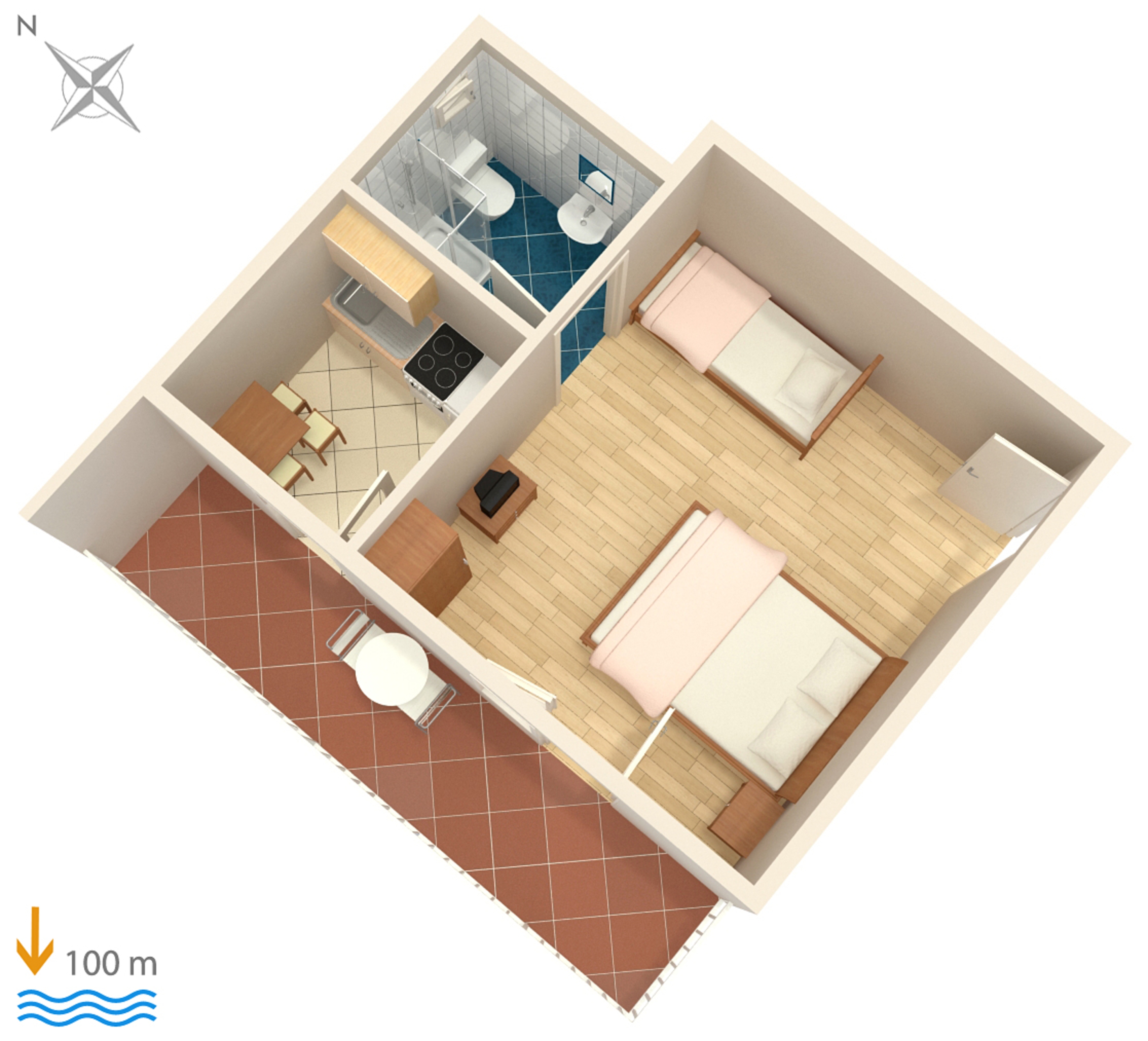 Studio flat with balcony and sea view Podaca, Makarska  AS-a