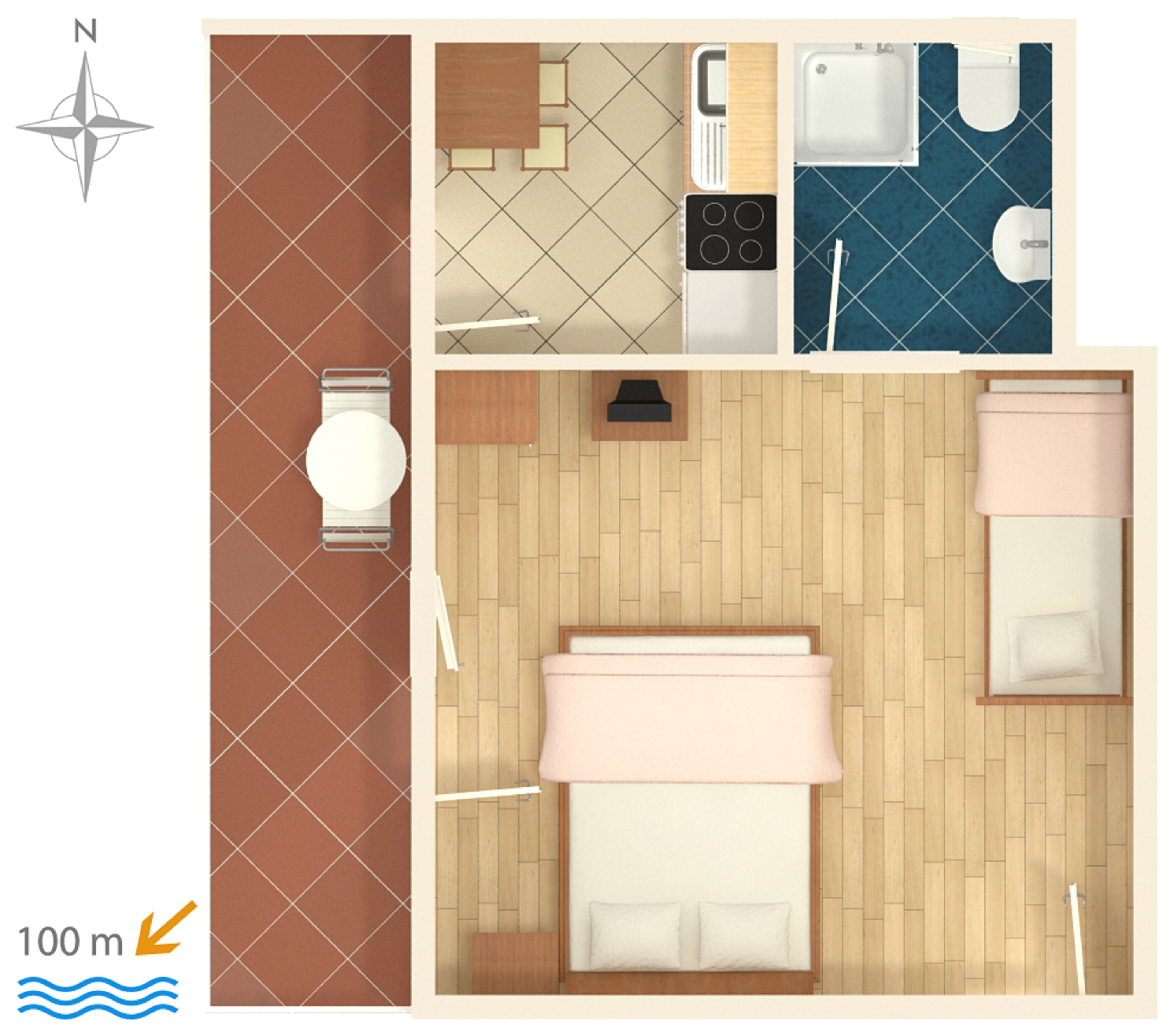 Studio flat with balcony and sea view Podaca, Makarska  AS-a