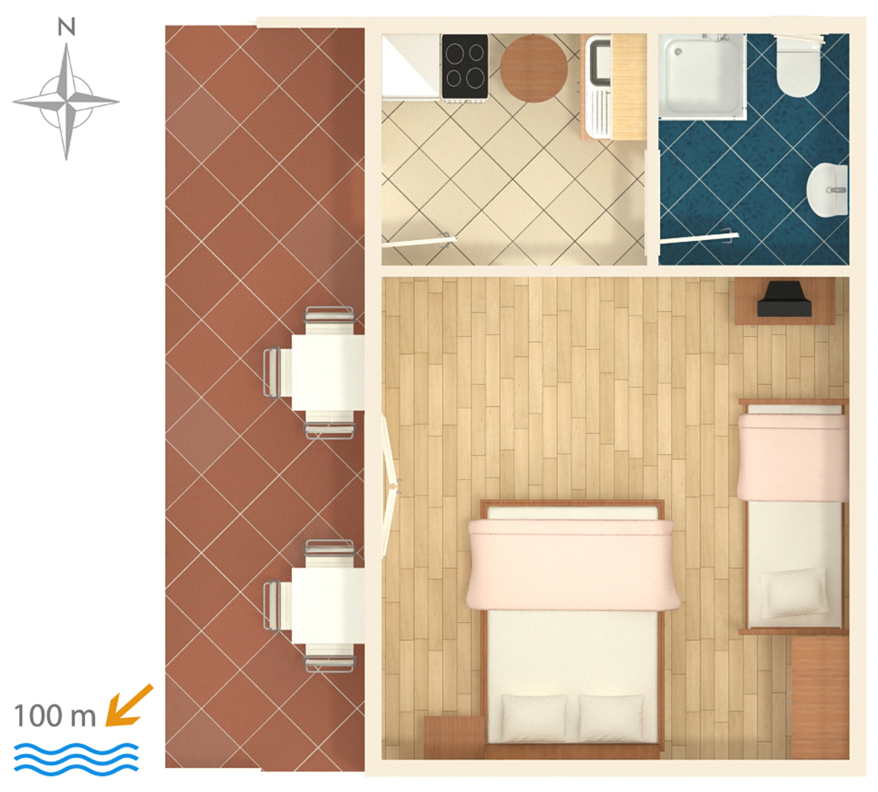 Studio flat with terrace and sea view Podaca, Makarska  AS-c