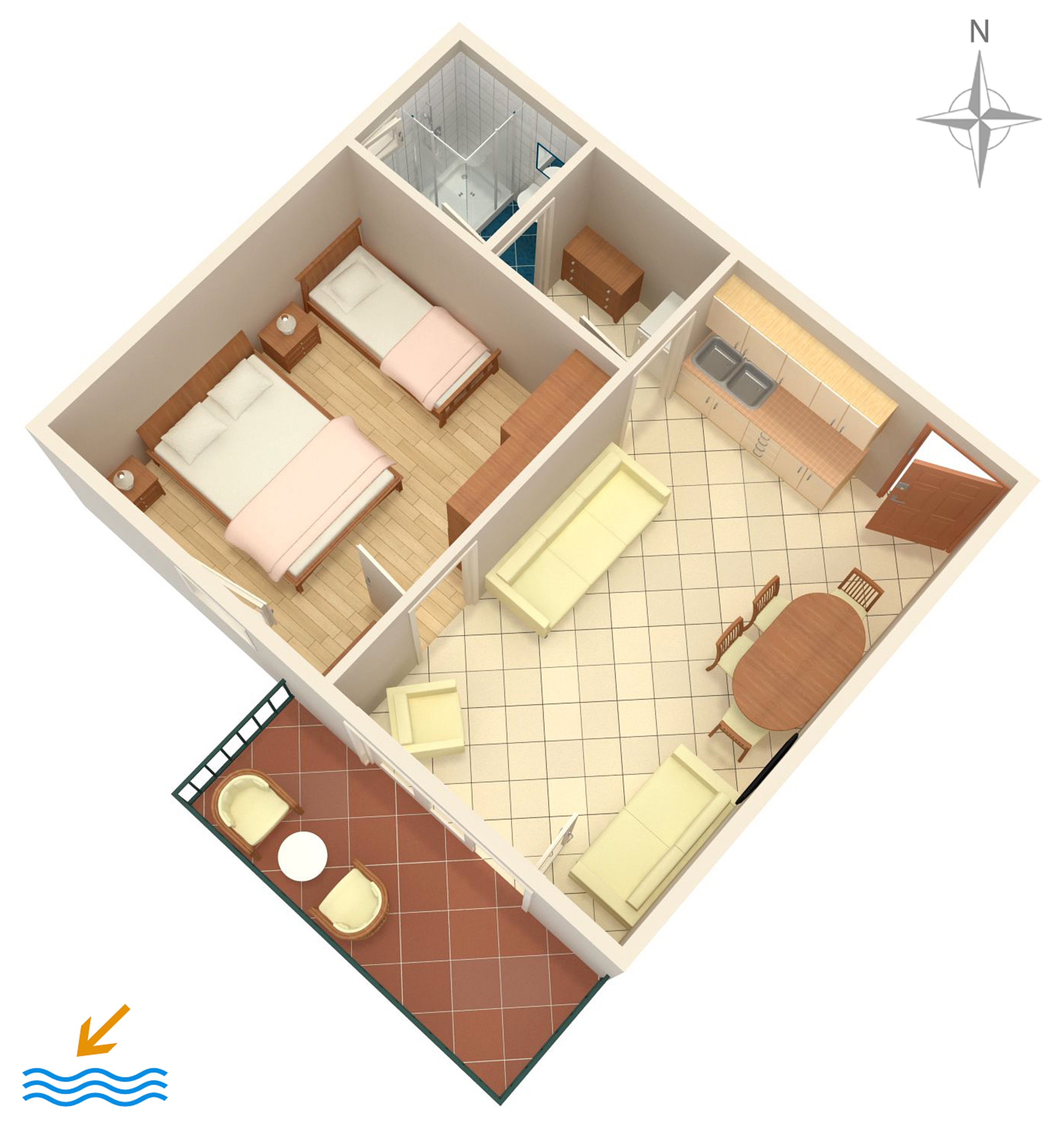 One bedroom apartment with terrace Makarska  A-a