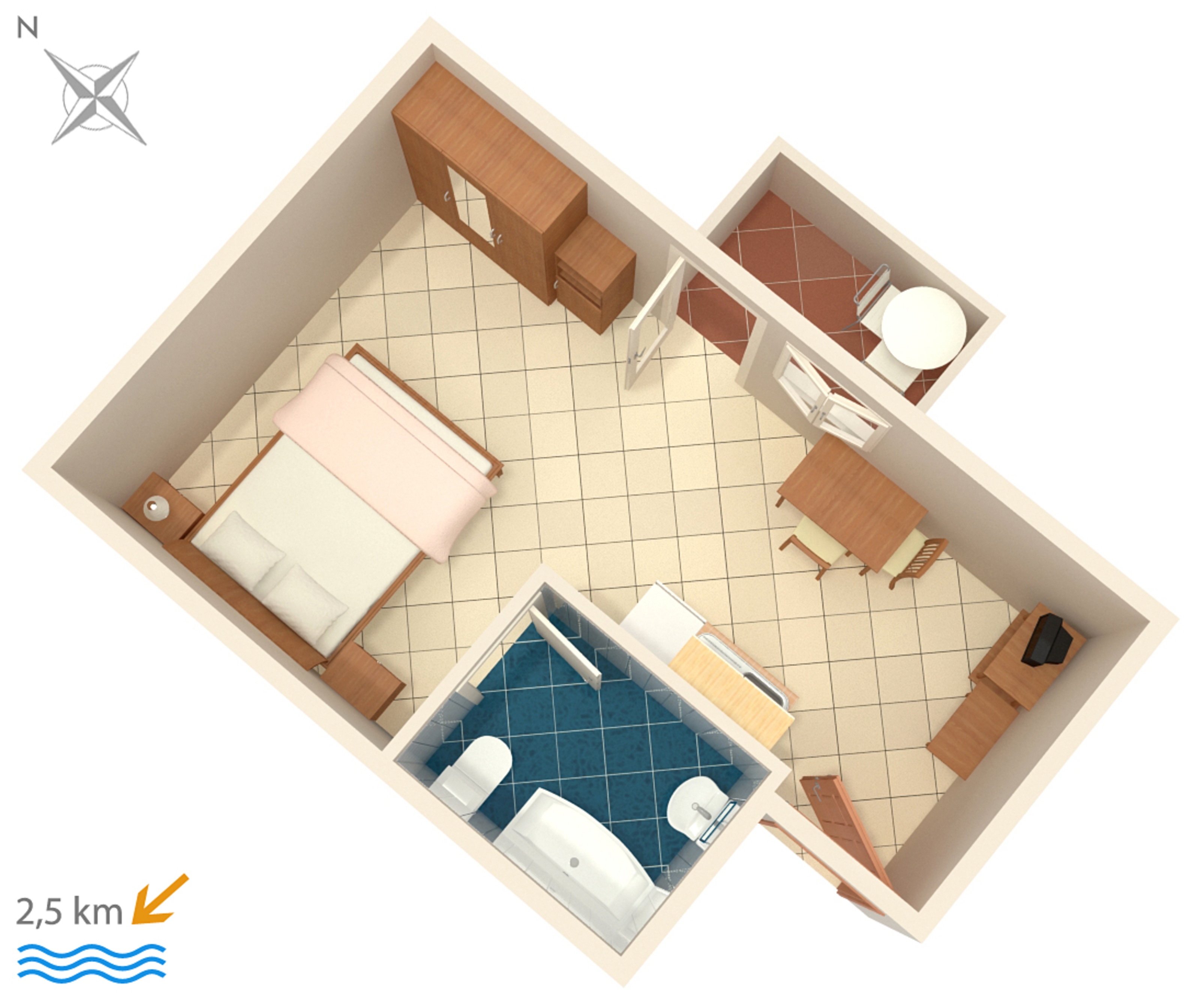 Studio flat with balcony Fiorini, Novigrad  AS-c