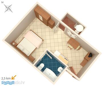 Plan Fiorini, Plan in the studio-apartment, WIFI.