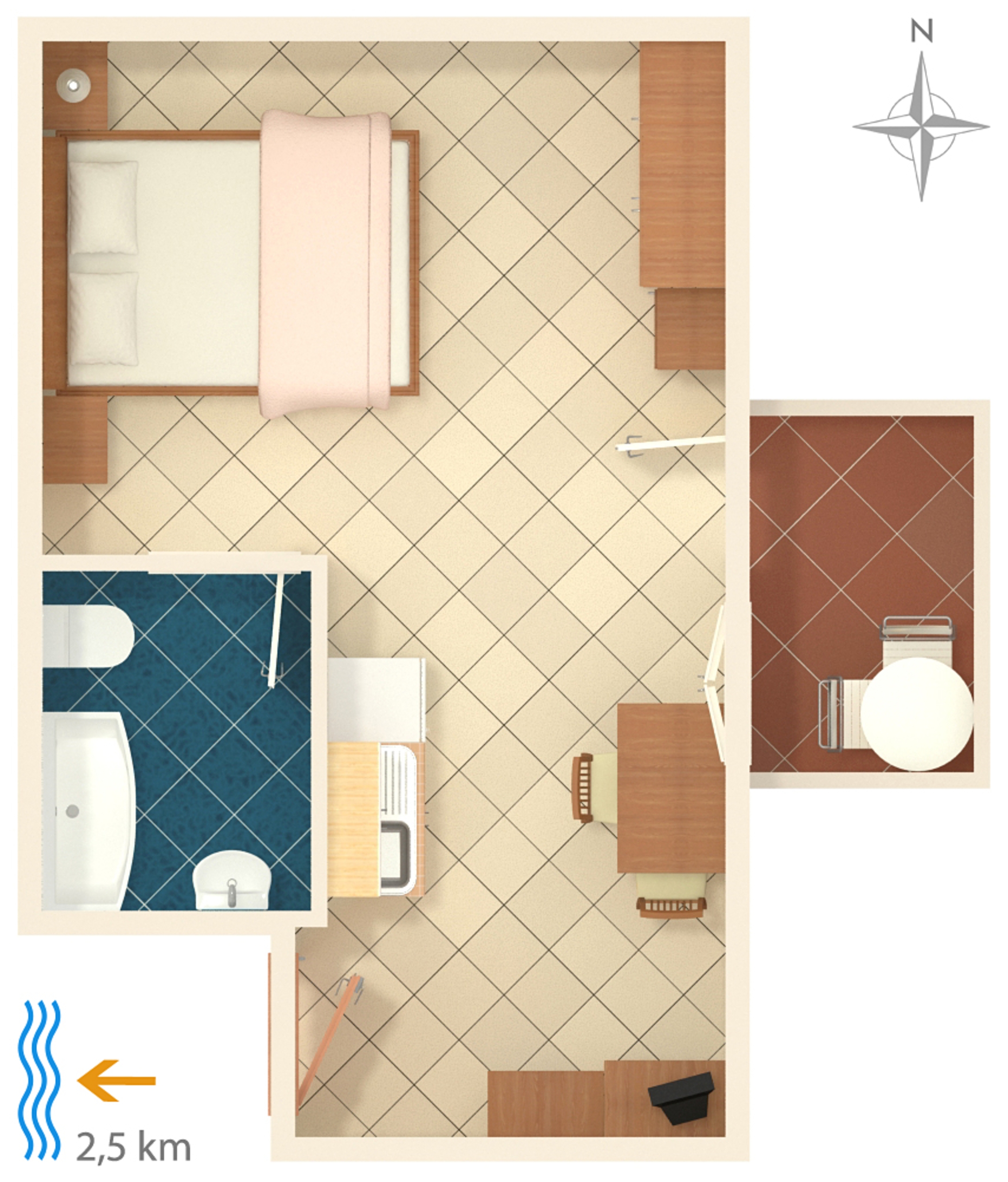 Studio flat with balcony Fiorini, Novigrad  AS-c