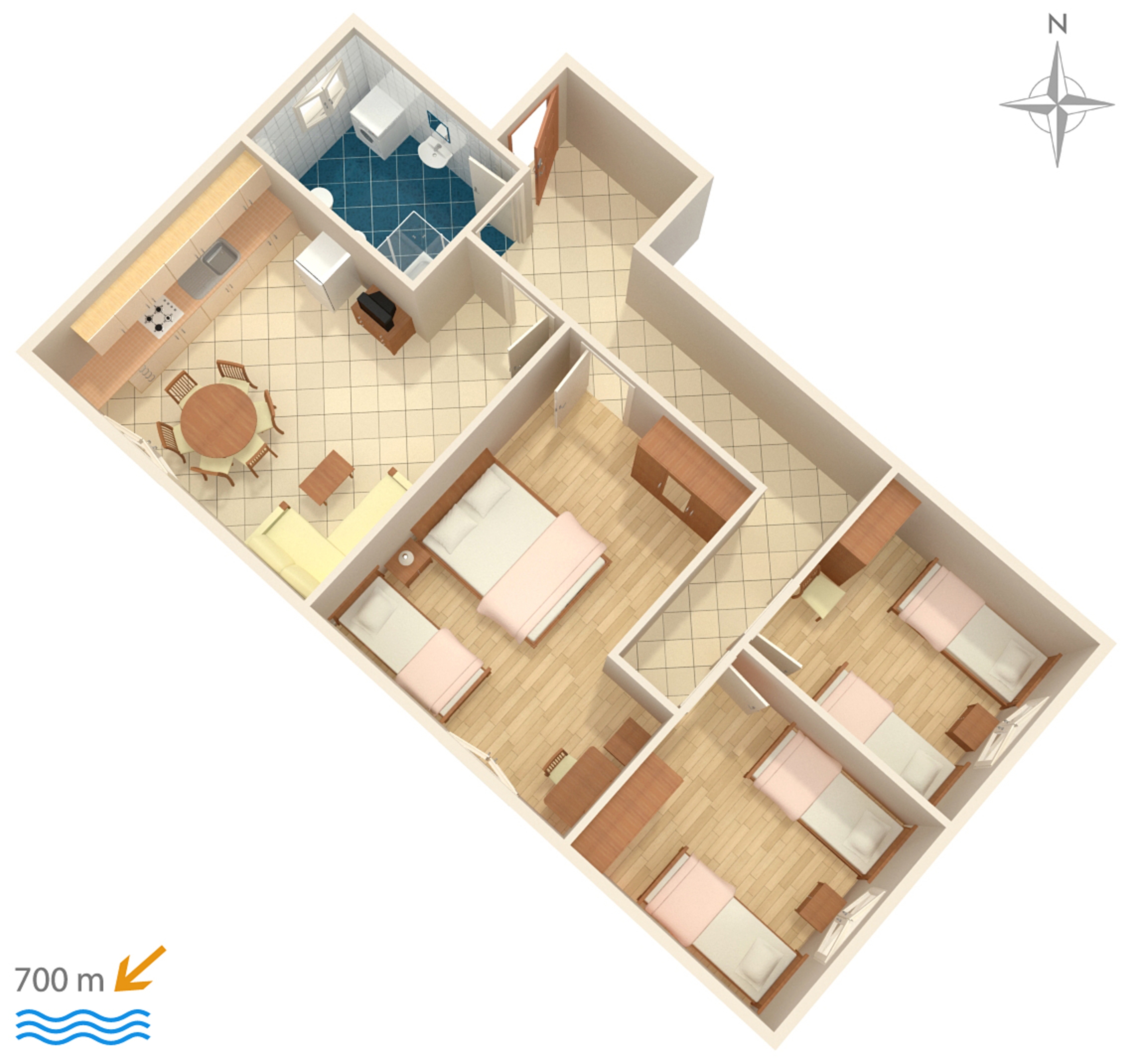 Three bedroom apartment with terrace Umag  A-a