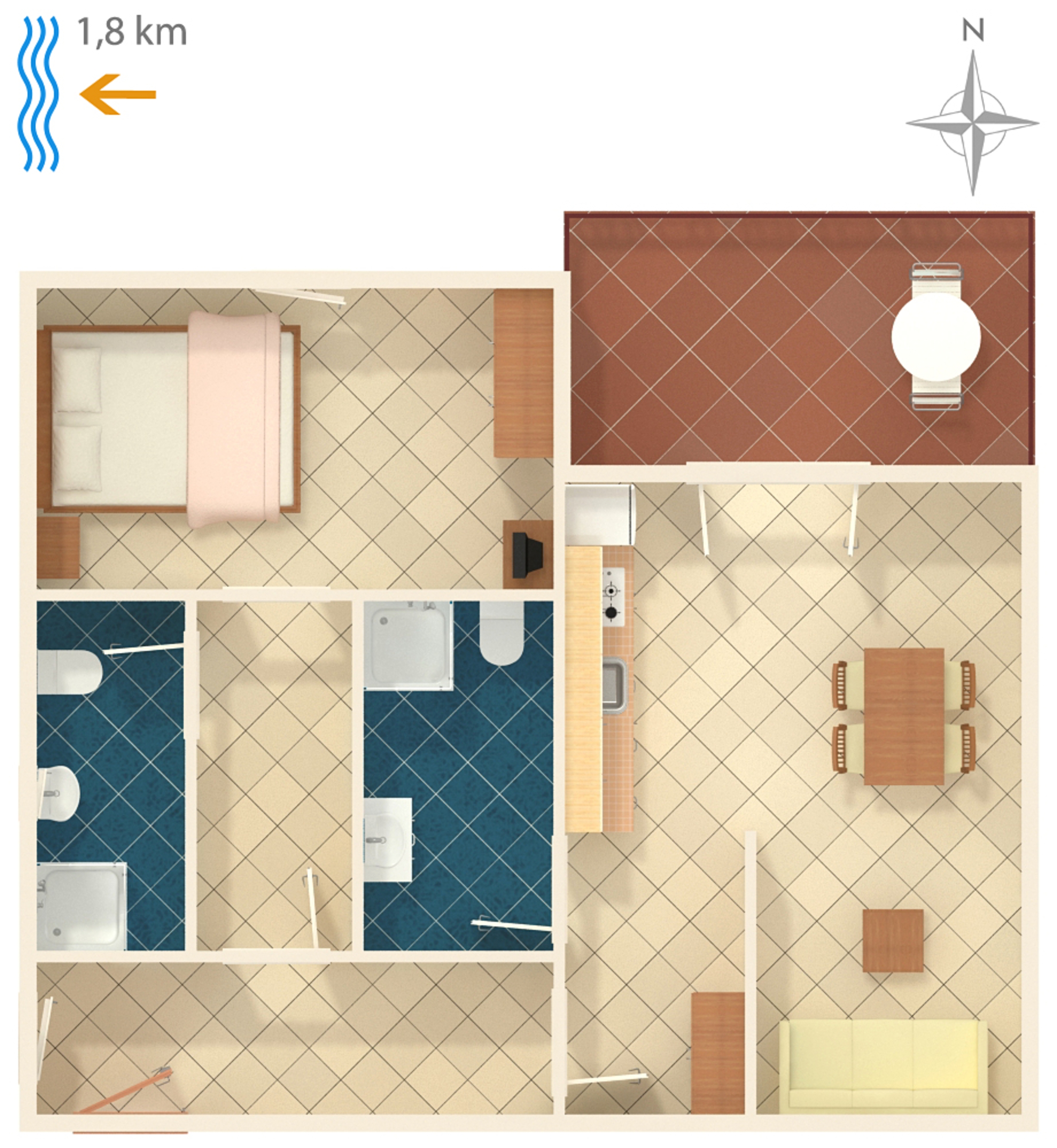 One bedroom apartment with balcony Novigrad  A-b