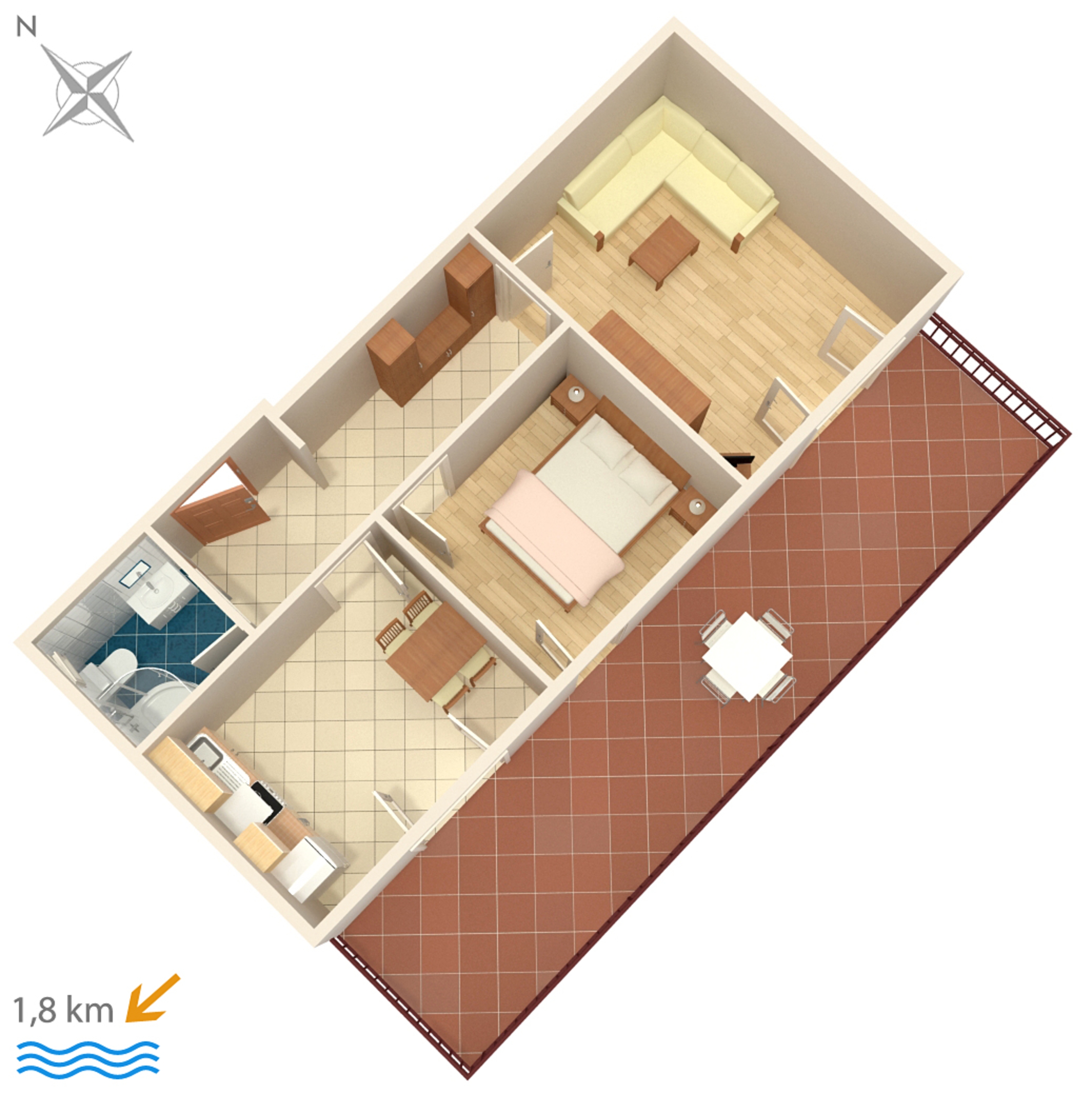 Two bedroom apartment with terrace Novigrad  A-g
