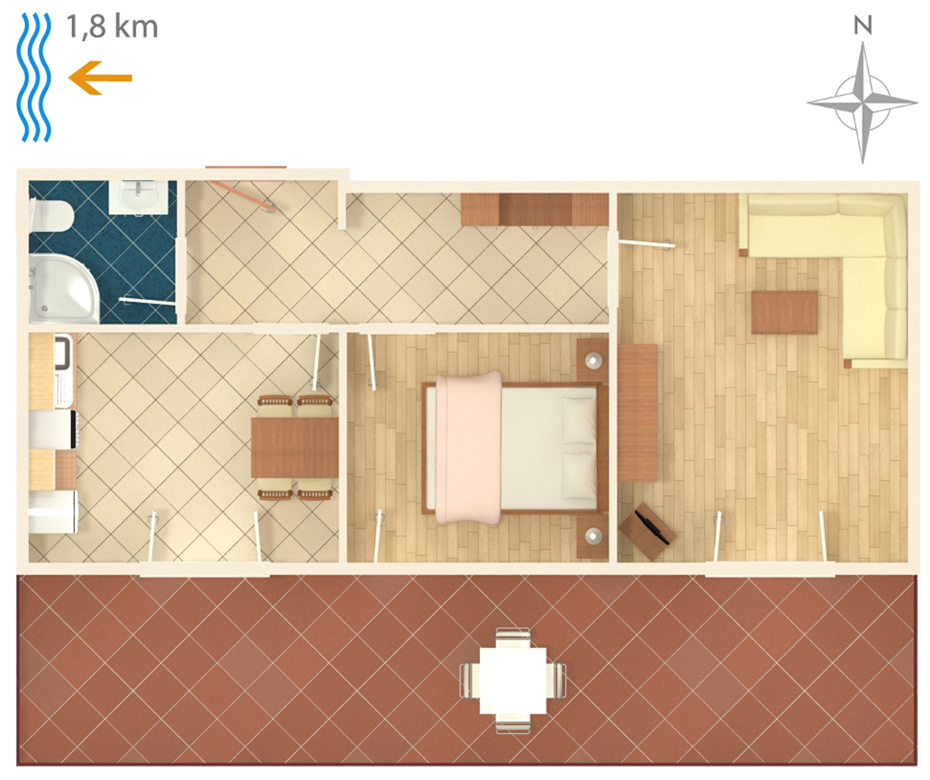 Two bedroom apartment with terrace Novigrad  A-g