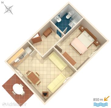 Půdorys Rovinj, Půdorys v ubytování typu apartment, dopusteni kucni ljubimci i WIFI.