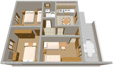 Povlja, Plan dans l’hébergement en type apartment, WiFi.