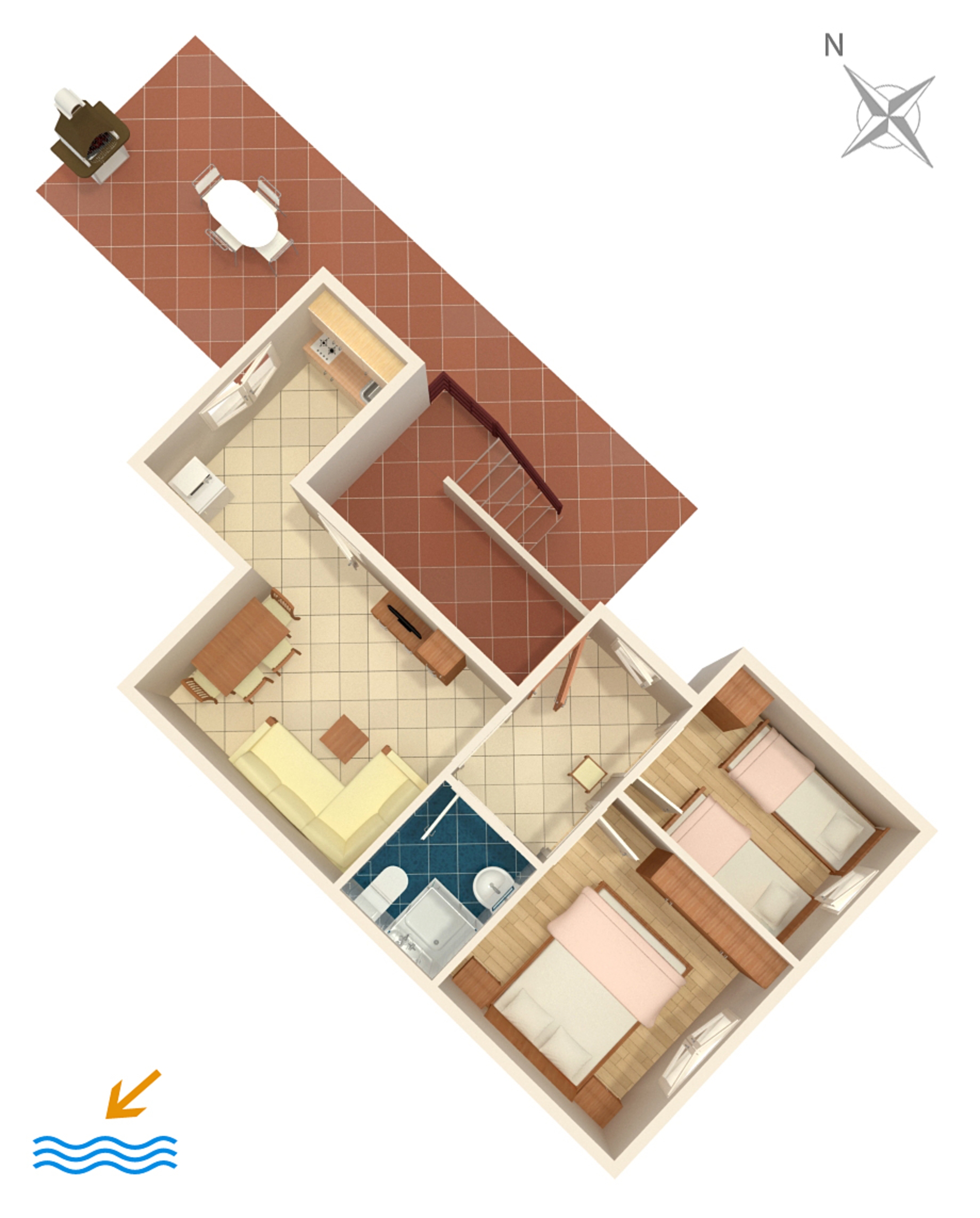 Two bedroom apartment with terrace Umag  A-a
