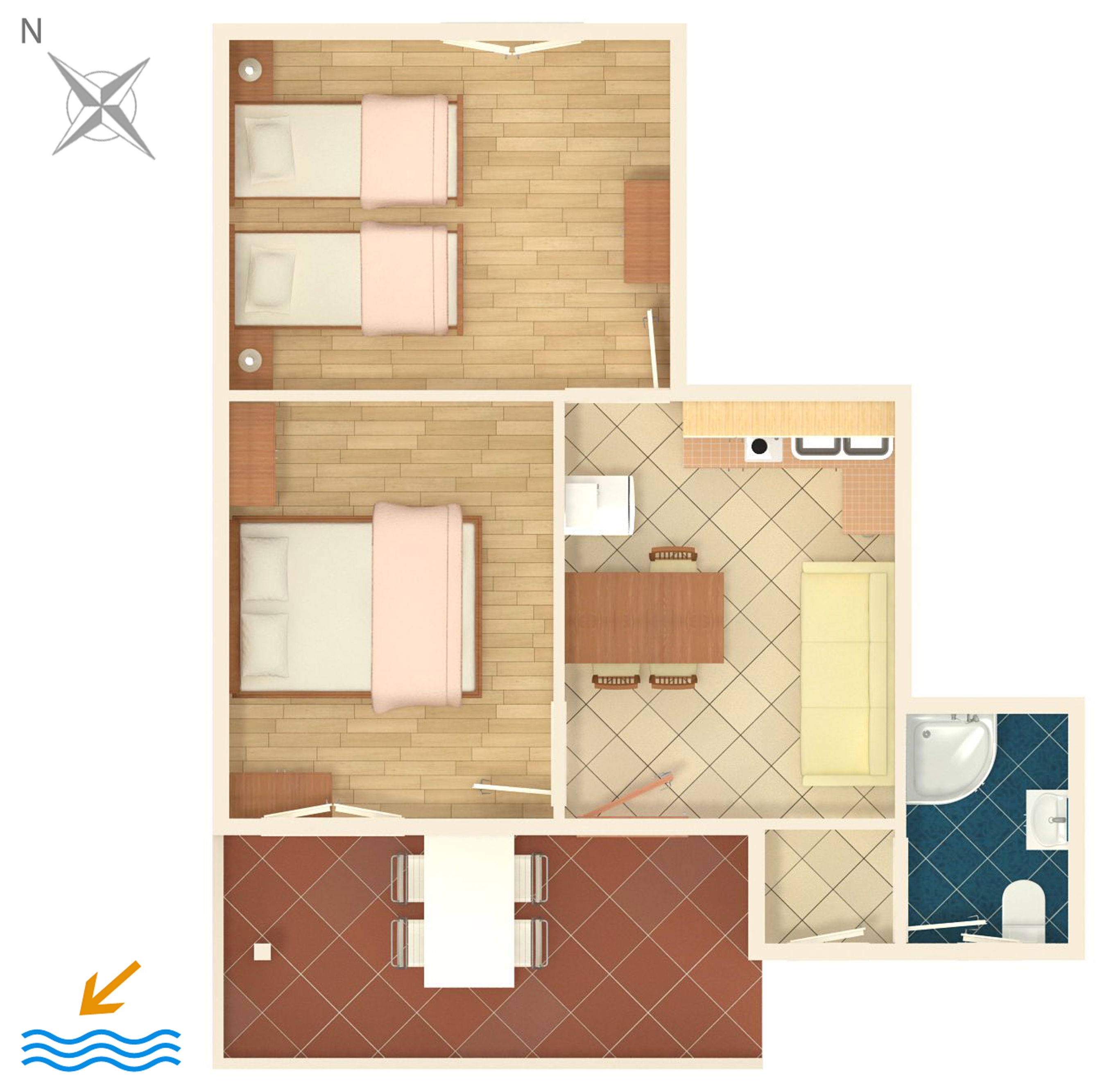 Two bedroom apartment with terrace Umag  A-a