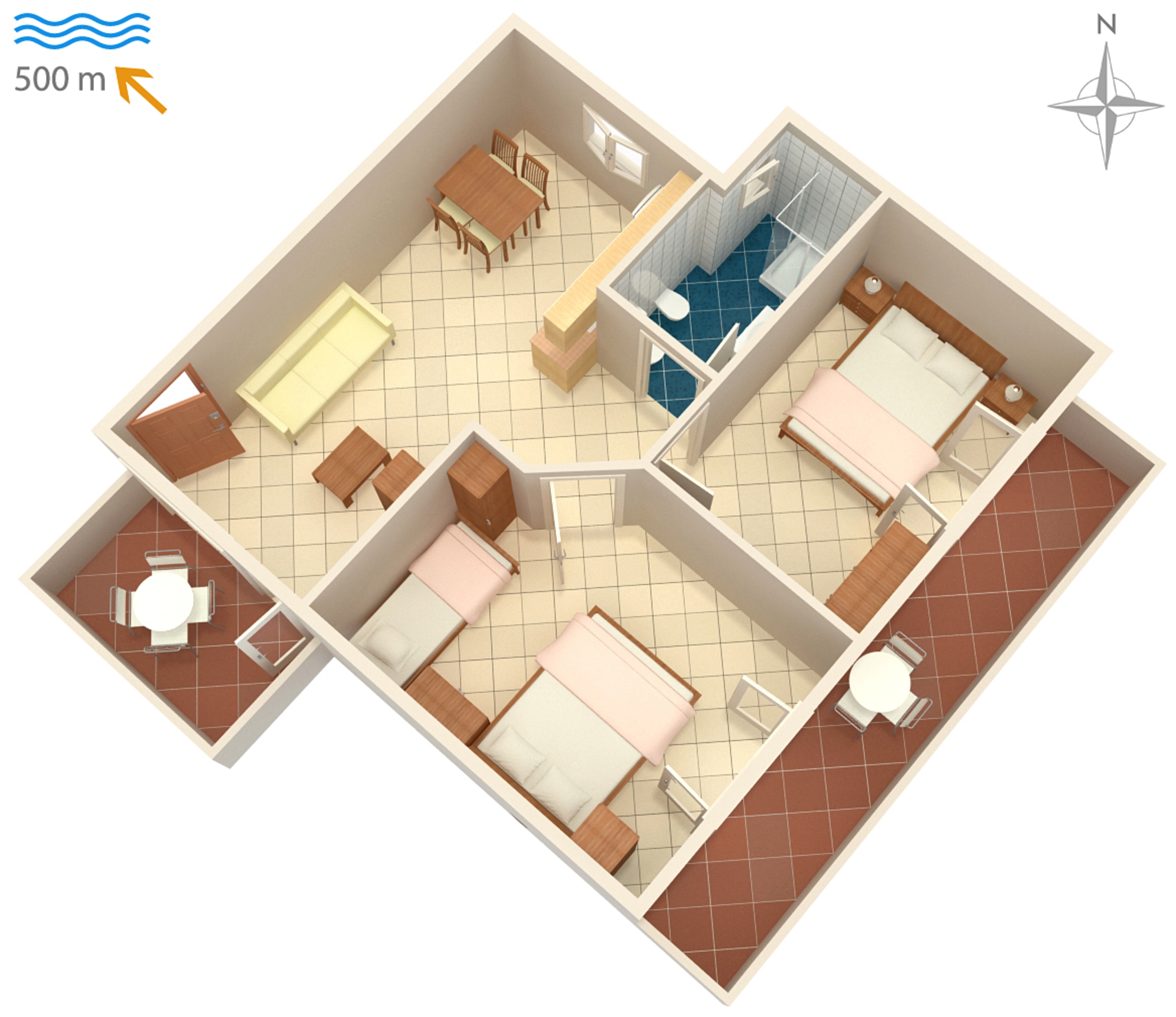 Two bedroom apartment with terrace Umag  A-a