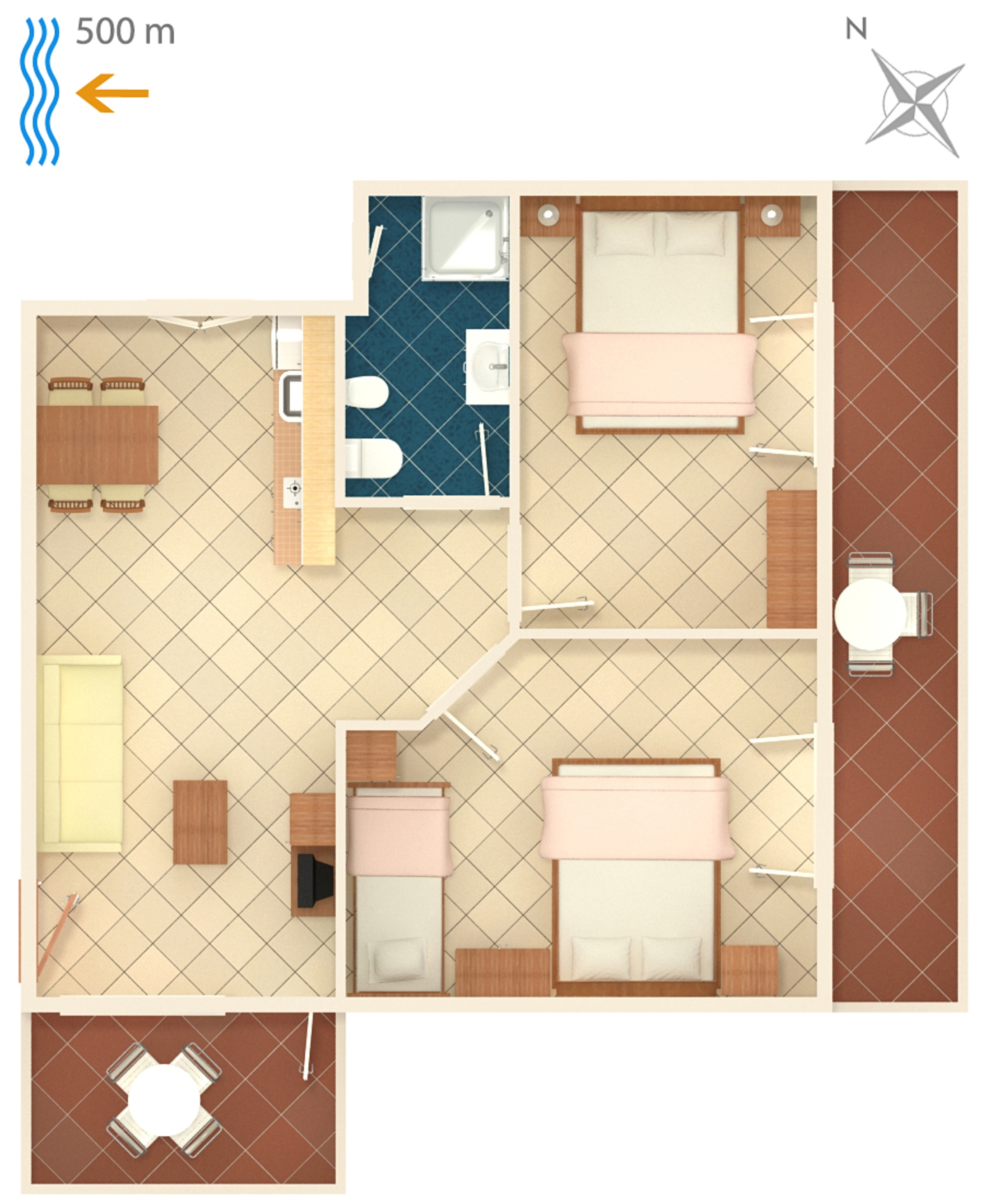 Two bedroom apartment with terrace Umag  A-a