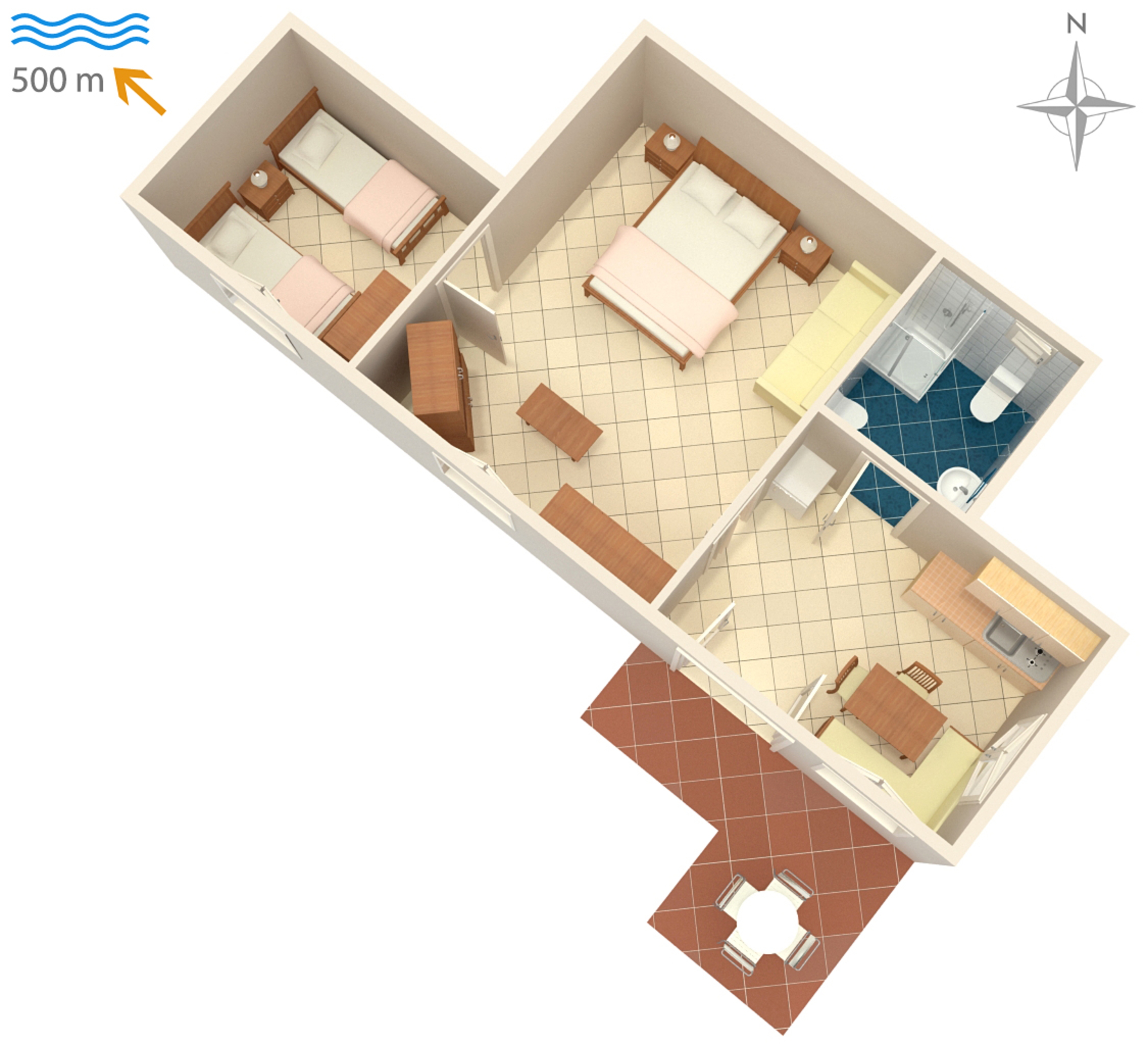 Two bedroom apartment with terrace Umag  A-b