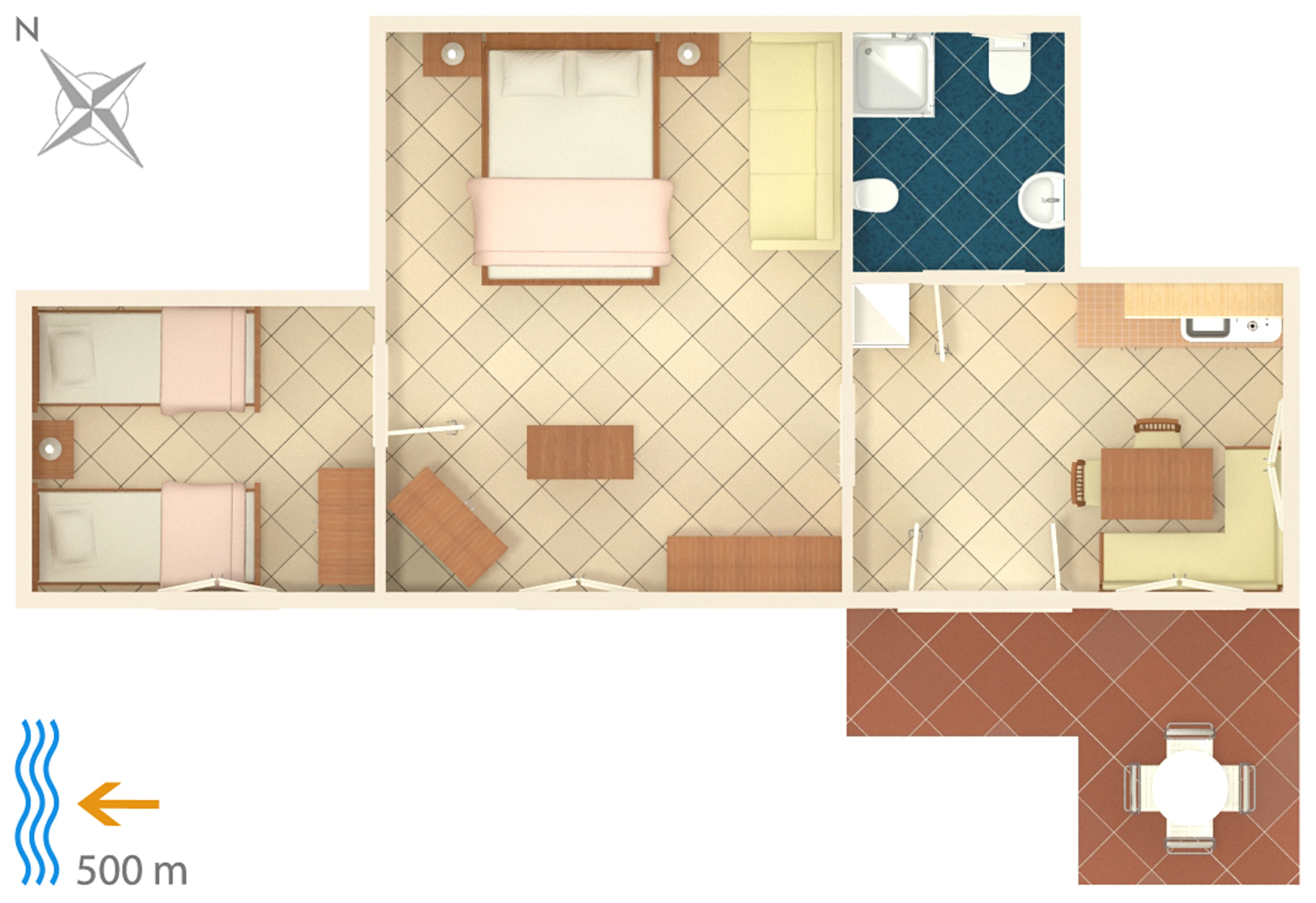 Two bedroom apartment with terrace Umag  A-b